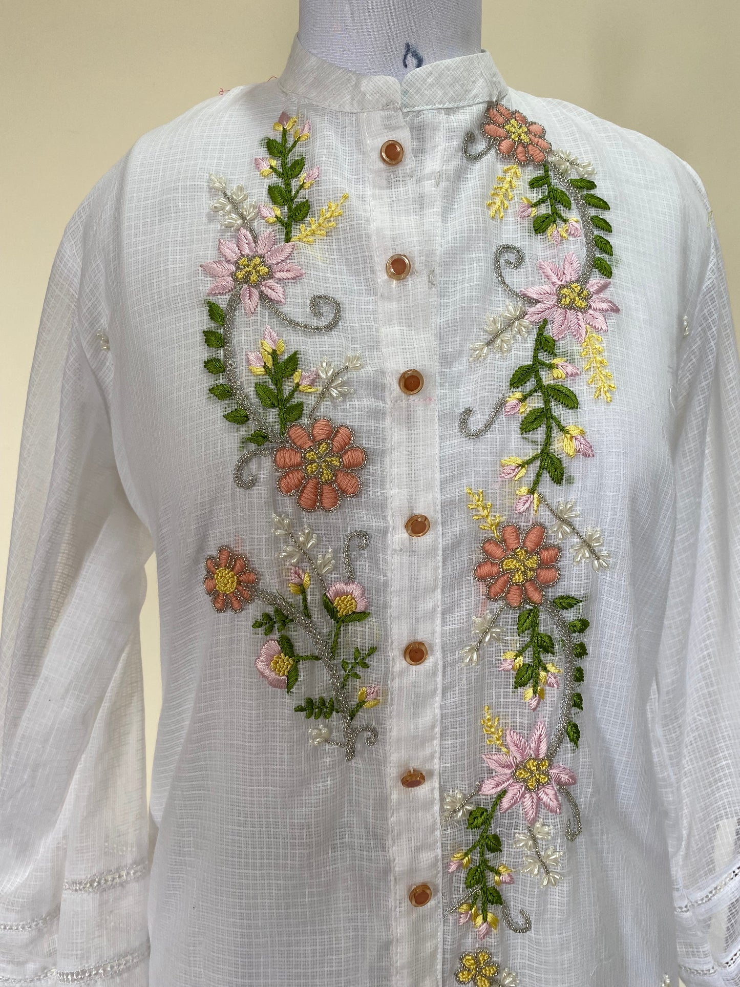 Summer Vibe Pure Kota Doria  Ready to Wear Hand Embroidered Coord Set KDC001