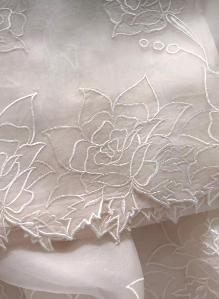 ATHARVA HERITAGE SHEER LUXURY PURE SILK ORGANZA APPLIQUE UNSTITCHED SUIT SHEER001W