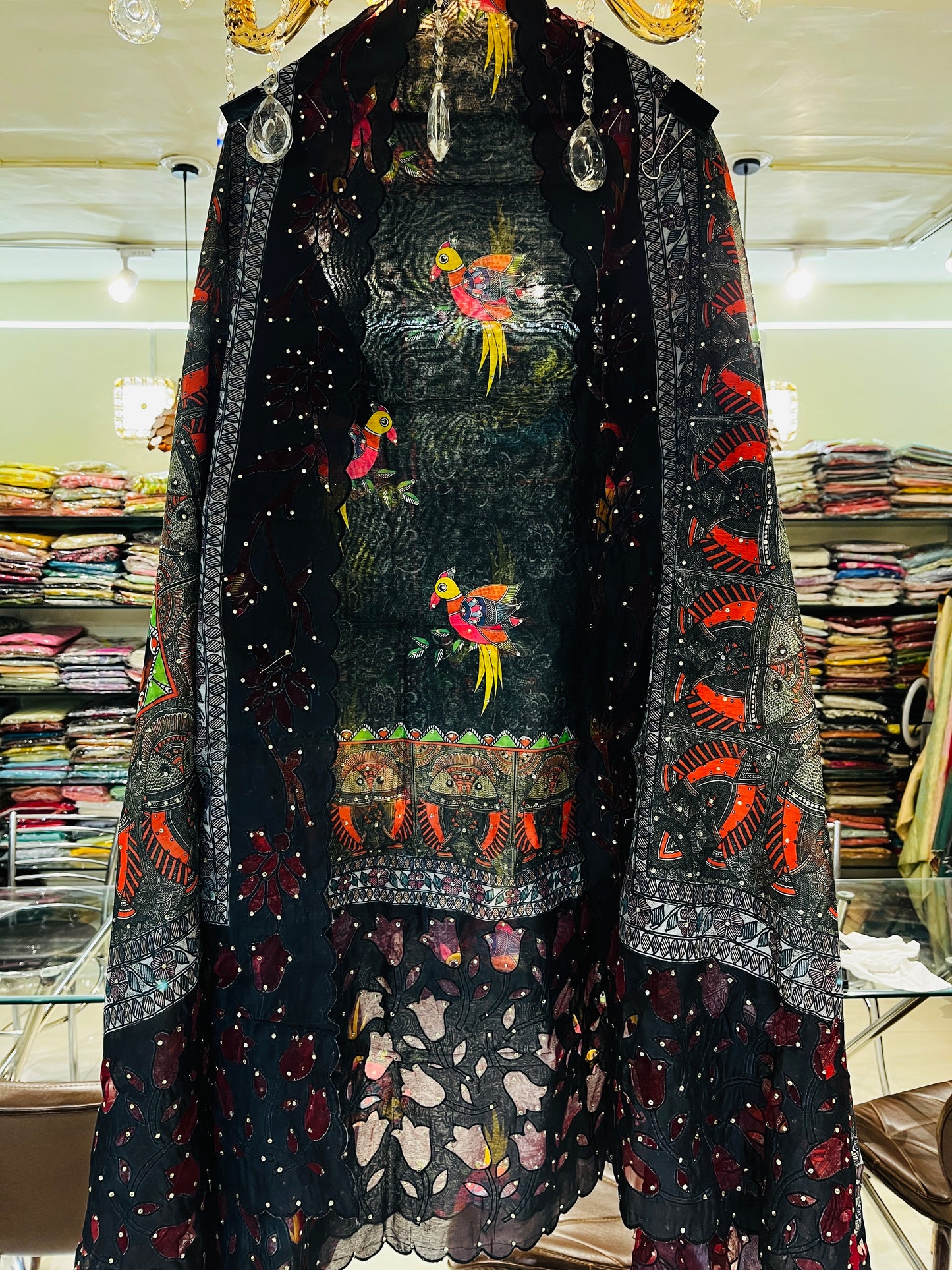 Atharva Pure Handloom CHANDERI Silk Digital Printed Cutwork SUIT CH17518(A)