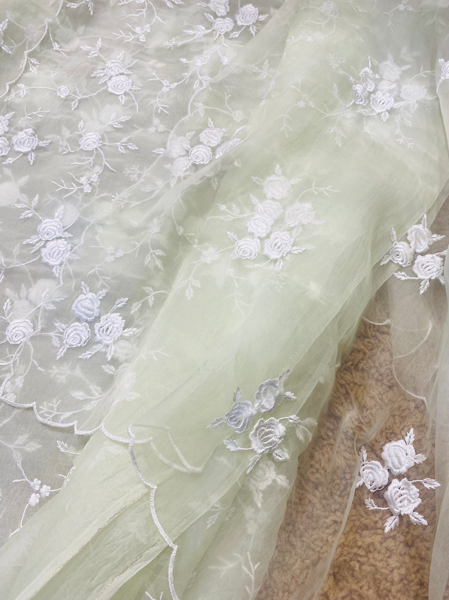 SHEER LUXURY PARSI GARA SUIT SHEER0099(C) Pastel Pista Green
