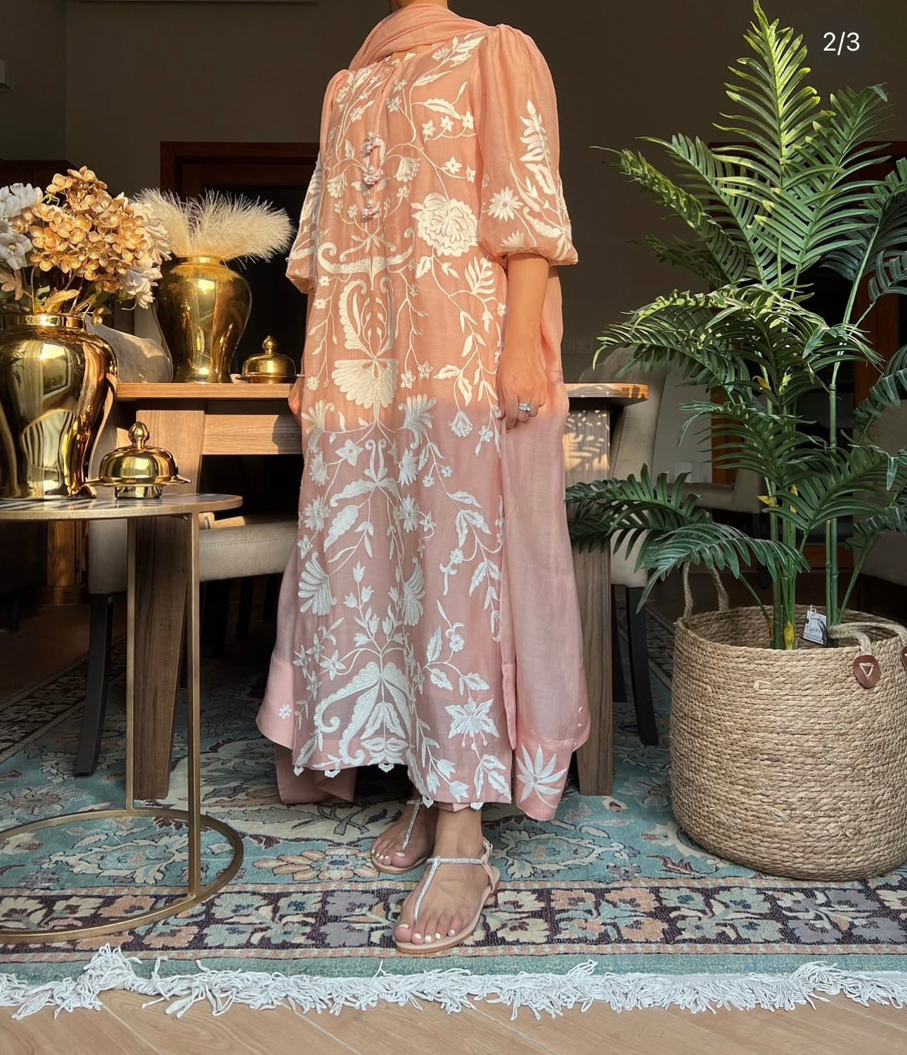 Pure Chanderi Silk 70 Grams with Pure MUL Chanderi dupatta Pakistani suit PRP00416 Dusty pink