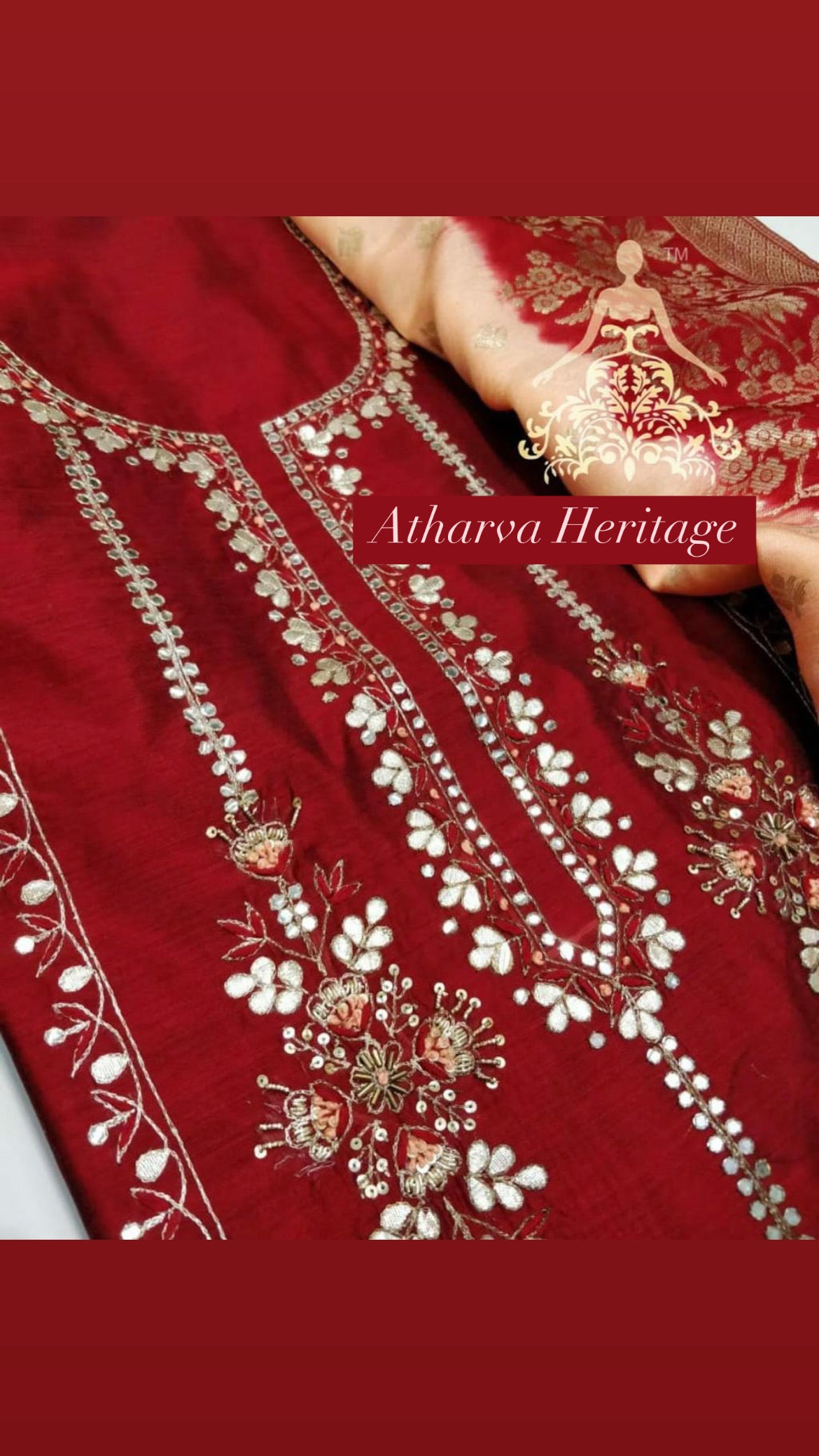 ATHARVA Hand Embroidery Salwar Kameez/Chanderi Ladies Suit/Banarsi Silk Dupatta/Stones/Custom Stitch Unstitch/Embroidery Potli/Gift/CH16769
