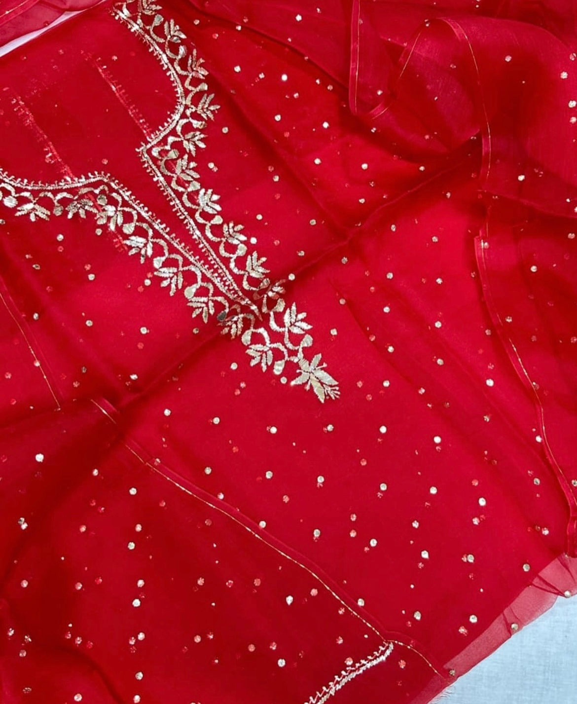 Sheer Luxury /Premium Lucknowi Collection Sheer00068Red