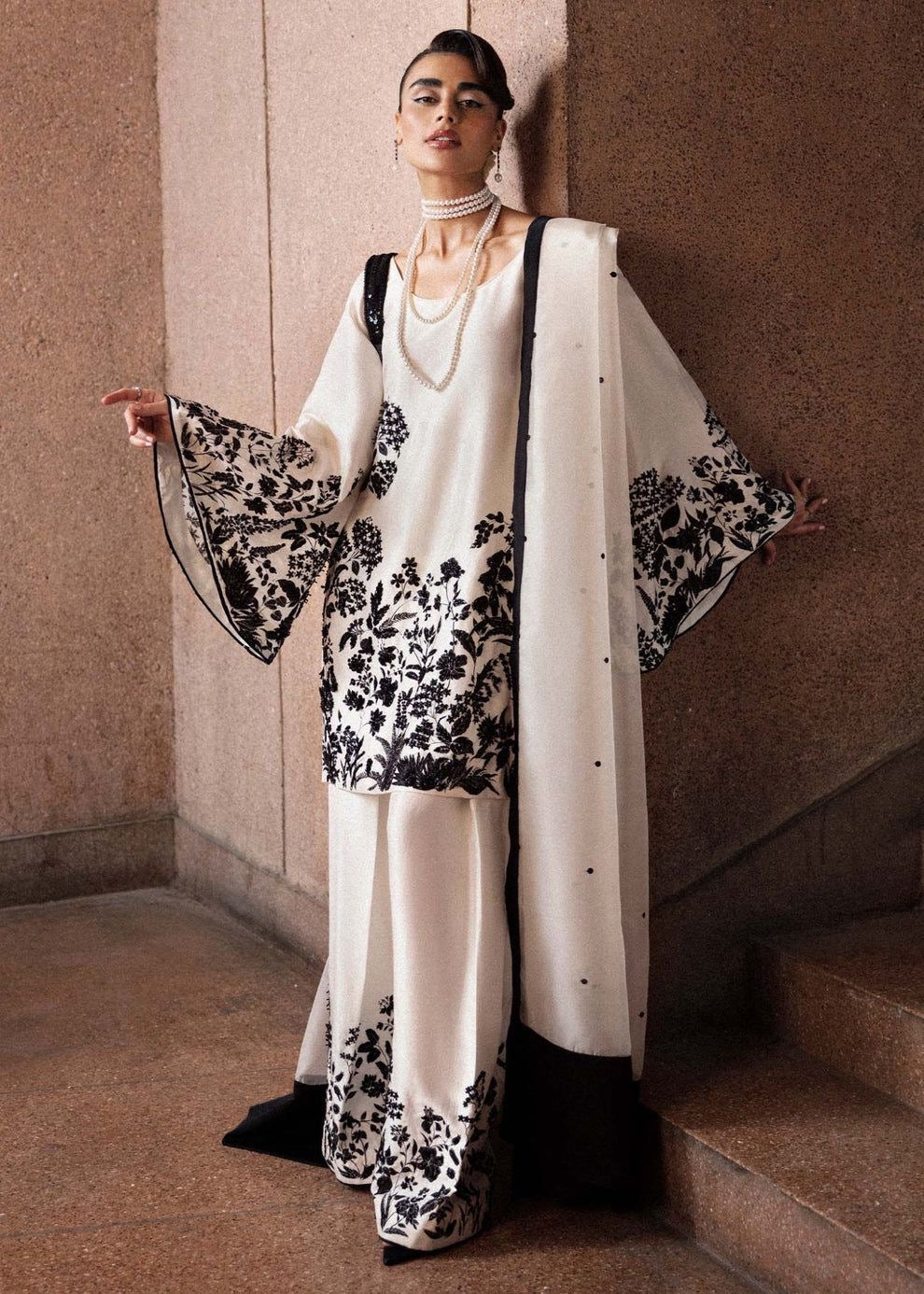 ATHARVA HERITAGE Pure Handloom Silk Suit with Beautiful Parsi Gara embroidered Pakistani Suit~✨🌼 RSO0012
