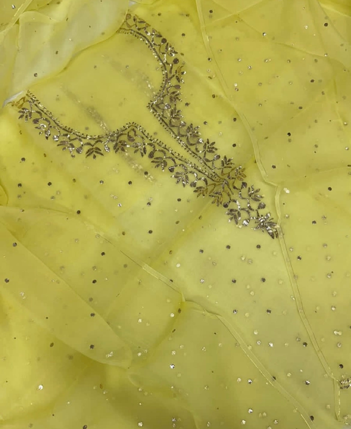 Sheer Luxury /Premium Lucknowi Collection Sheer00077 YELLOW