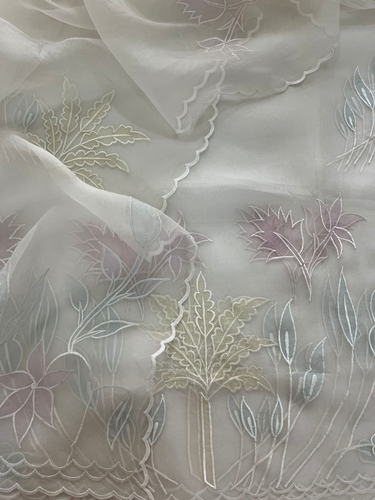 SHEER LUXURY PURE SILK ORGANZA APPLIQUE SUIT SHEER0077