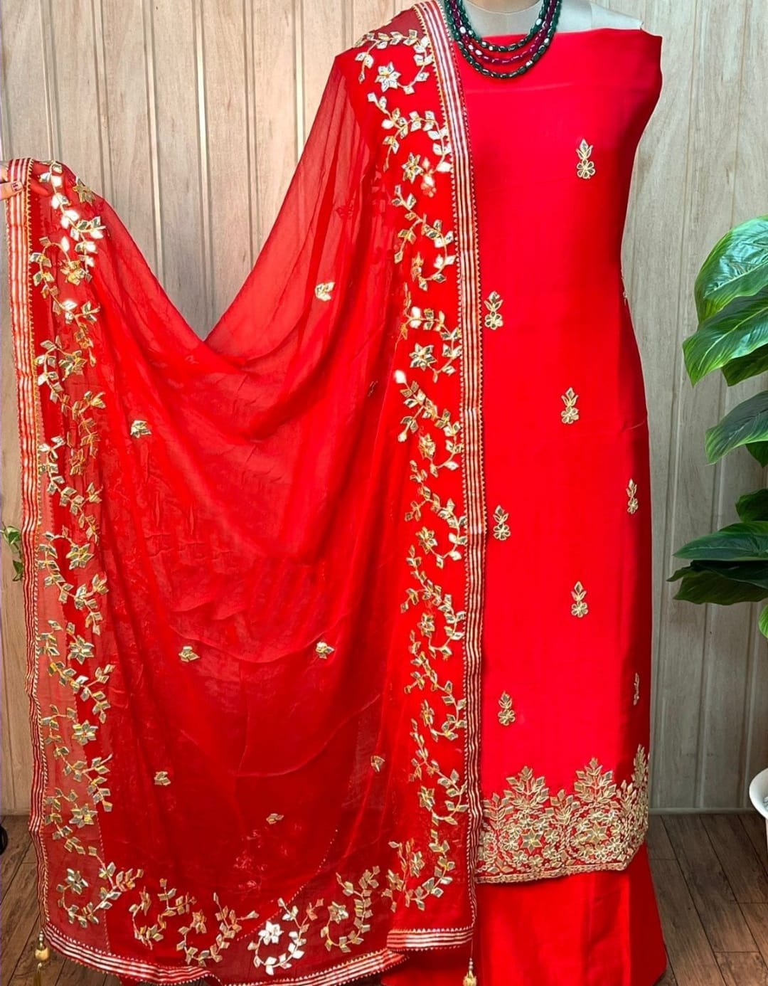Atharva Heritage Radiant Red Georgette Suit Set – Festive & Wedding Edition