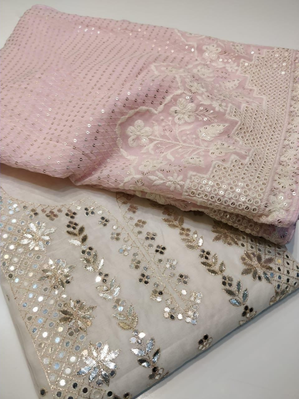 ATHARVA Hand Embroidered Salwar Kameez Chanderi Shirt/Lucknowi Georgette Dupatta/Custom Stitch Unstitch/Custom Anarkali/CH18014