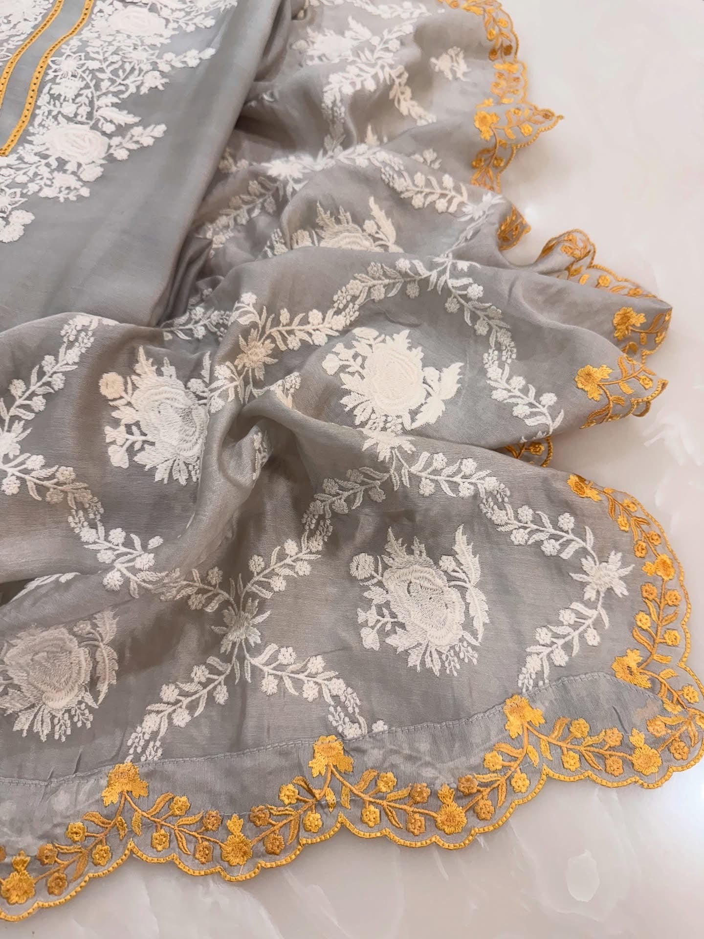 Atharva Heritage Unstitched Pure Mul Chanderi Kurta with Pure MUL Chanderi dupatta AH18133127