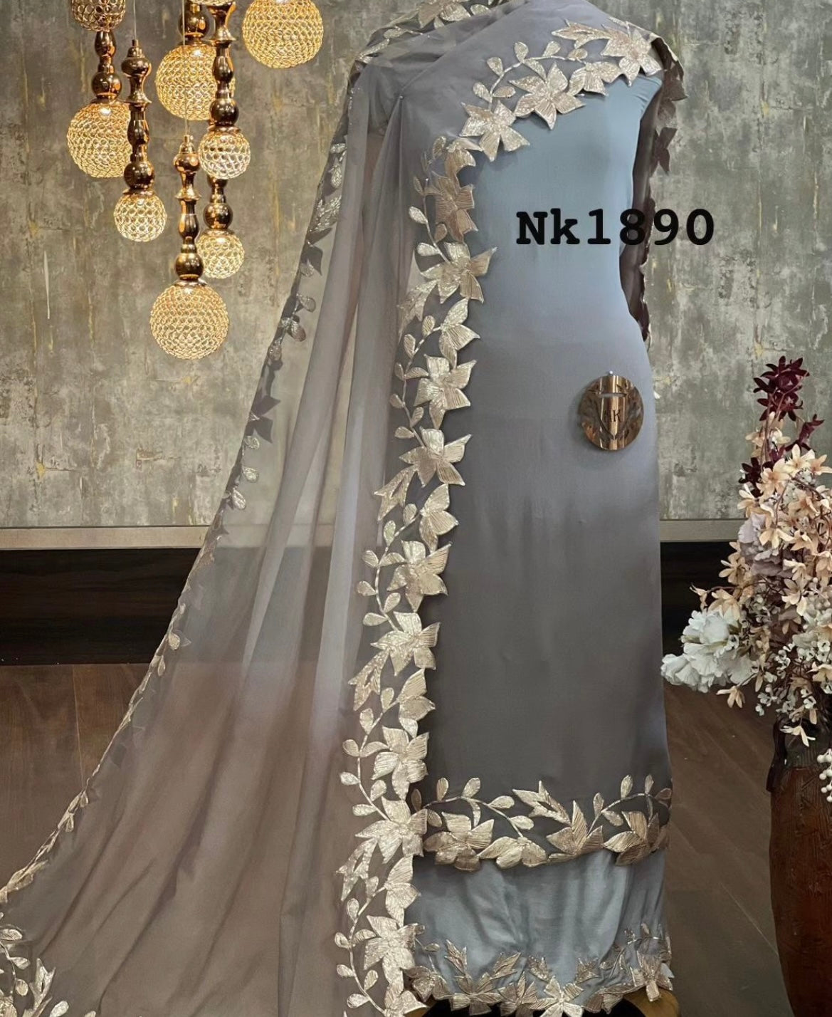ATHARVA Hand Embroidery Salwar Kameez/Georgeete Cut-Work/Applique Shirt & Dupatta/Santoon Bottom/Custom Stitch Unstitch/Plazo/Pant/ CUT8058(B)