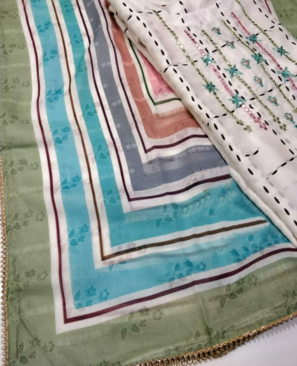 Pure Printed Muslin Suit M001