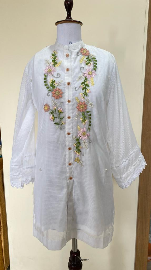 Summer Vibe Pure Kota Doria  Ready to Wear Hand Embroidered Coord Set KDC001