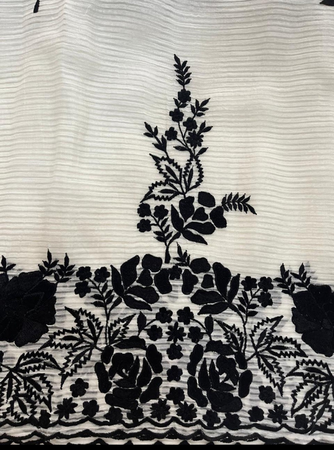 PURE striped Mul CHANDER SILK French Know SUIT CH5455(A) White n Black