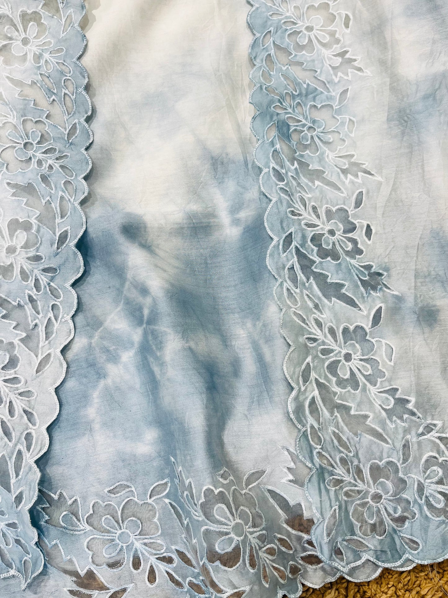 ATHARVA Hand Applique /Cutwork Embroidery Salwar Kameez/pure Chanderi Silk Ombre Shirt & Dupatta/Santoon Bottom/Custom Stitch Unstitch/Plazo/Pant/ CUT8065 Grey