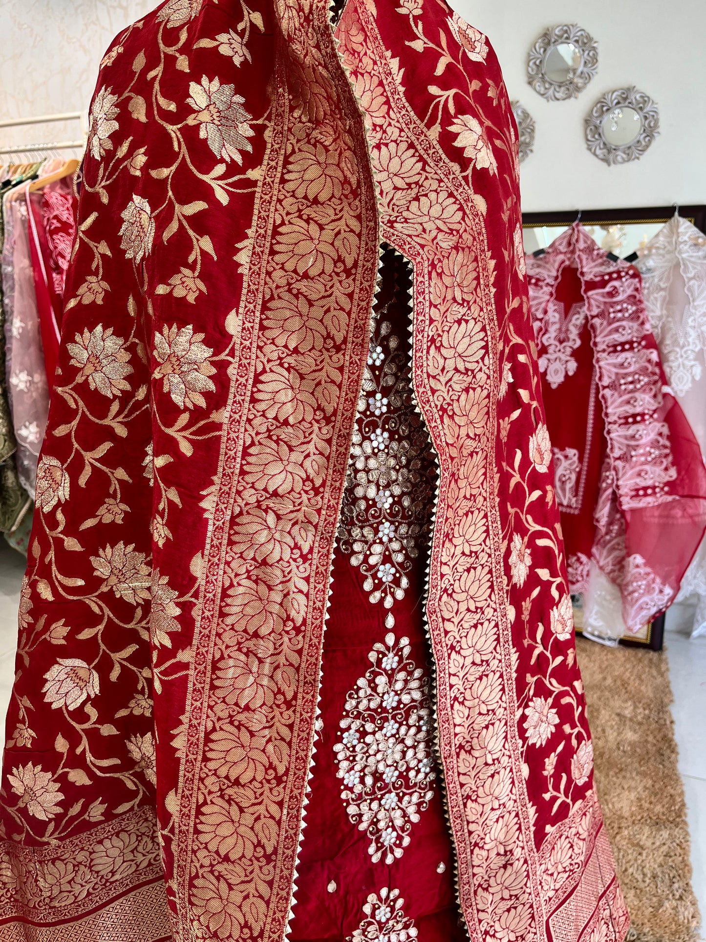 ATHARVA HERITAGE Hand Embroidery Salwar Kameez/Chanderi Silk 70 Grams/Banarsi Silk Dupatta/Stones/CH16779