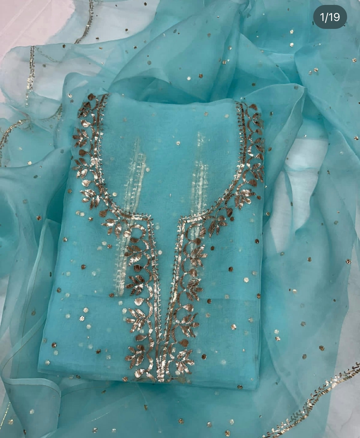 Sheer Luxury /Premium Lucknowi Collection Sheer00069BLUE