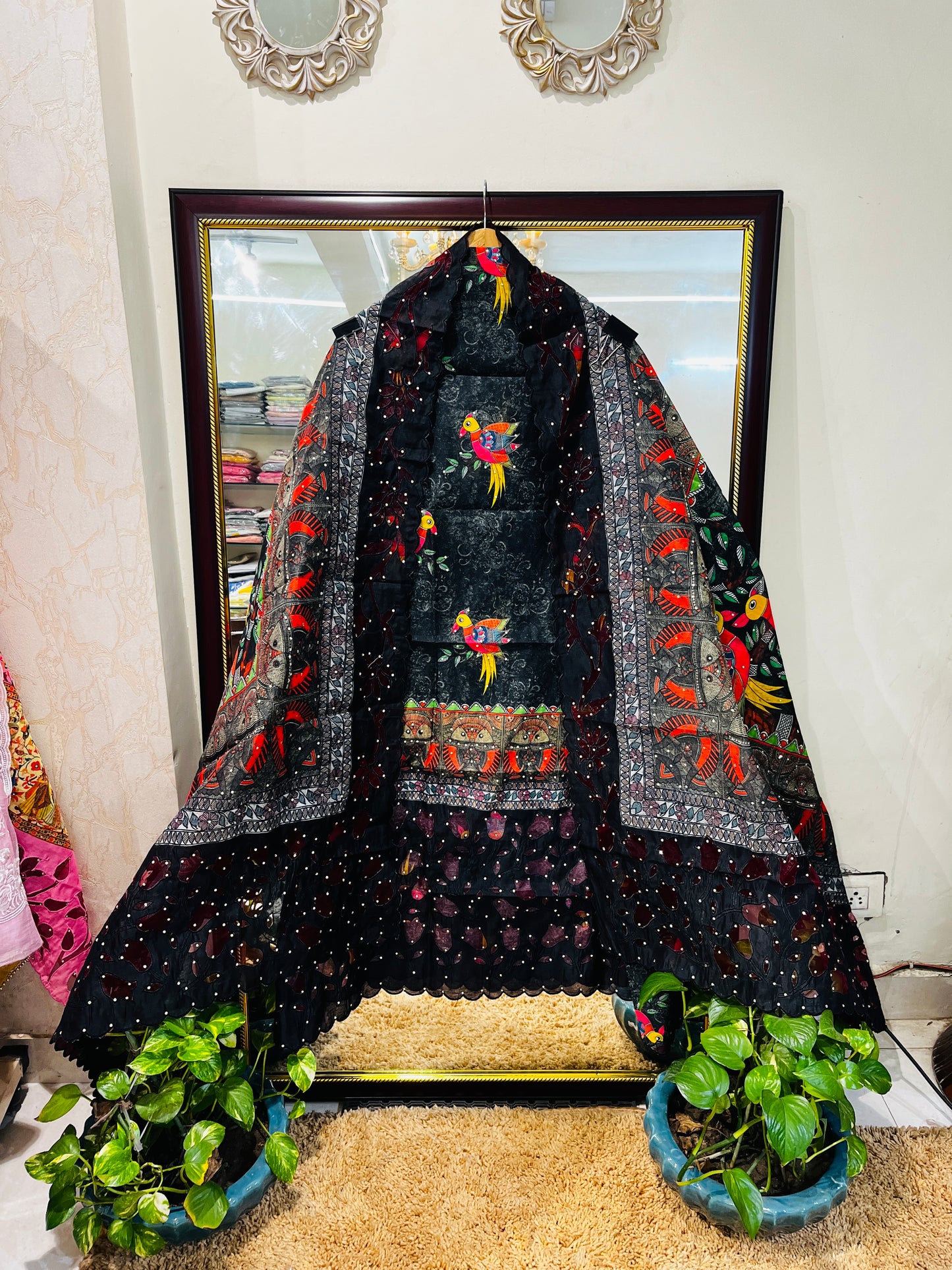 Atharva Pure Handloom CHANDERI Silk Digital Printed Cutwork SUIT CH17518(A)