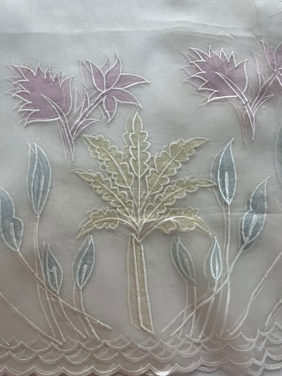 SHEER LUXURY PURE SILK ORGANZA APPLIQUE SUIT SHEER0077