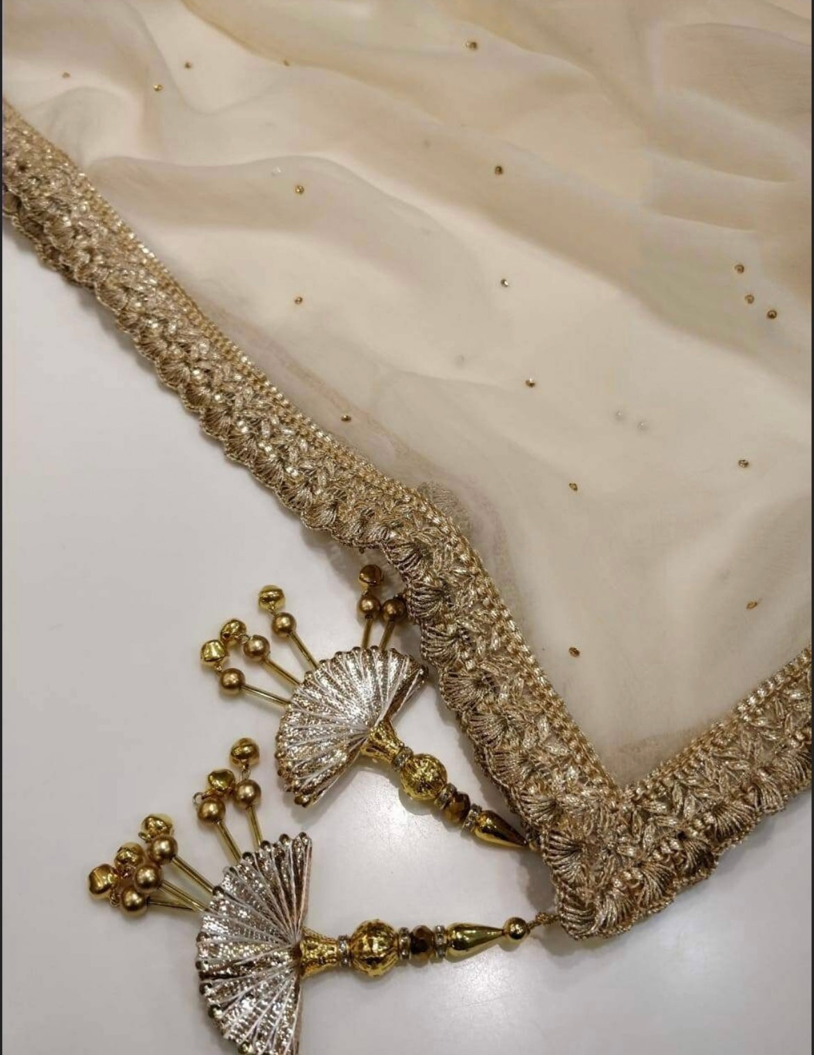 ATHARVA Hand Embroidery Salwar Kameez Beige/Chiffon Dupatta With Stone & Trim/Custom Stitch Unstitch/Gift/Patiala/Anarkali/Churridar/CH1731