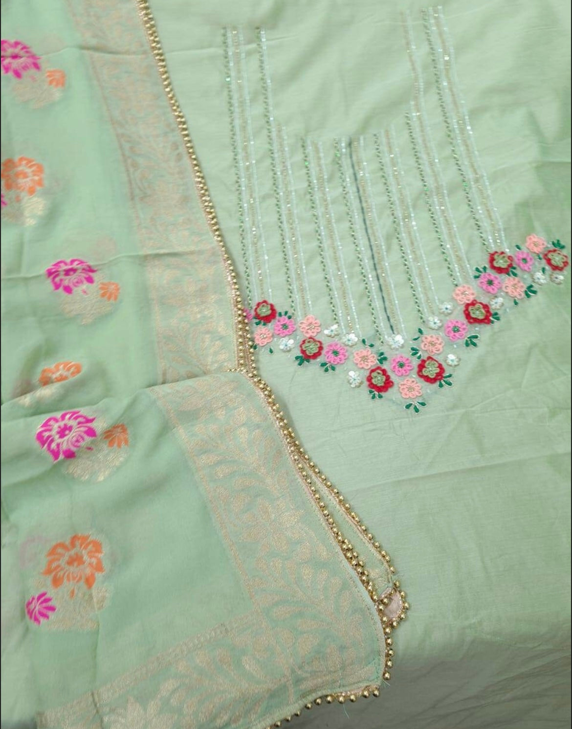 ATHARVA Hand Embroidery Salwar Kameez/Chanderi Ladies Suit/Banarsi Silk Dupatta/Stones/Custom Stitch Unstitch/Embroidery Potli/Gift/CH16772