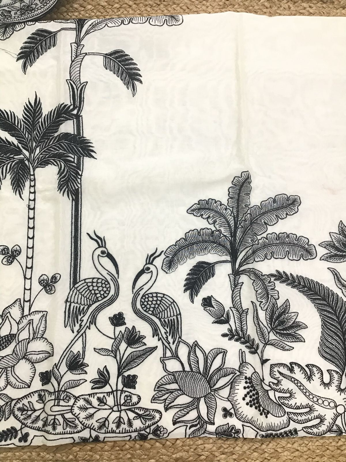 PURE MUL CHANDERI kurta AND Dupatta PARSI GARA UNSTITCHED SUIT CH54237WB White And Black