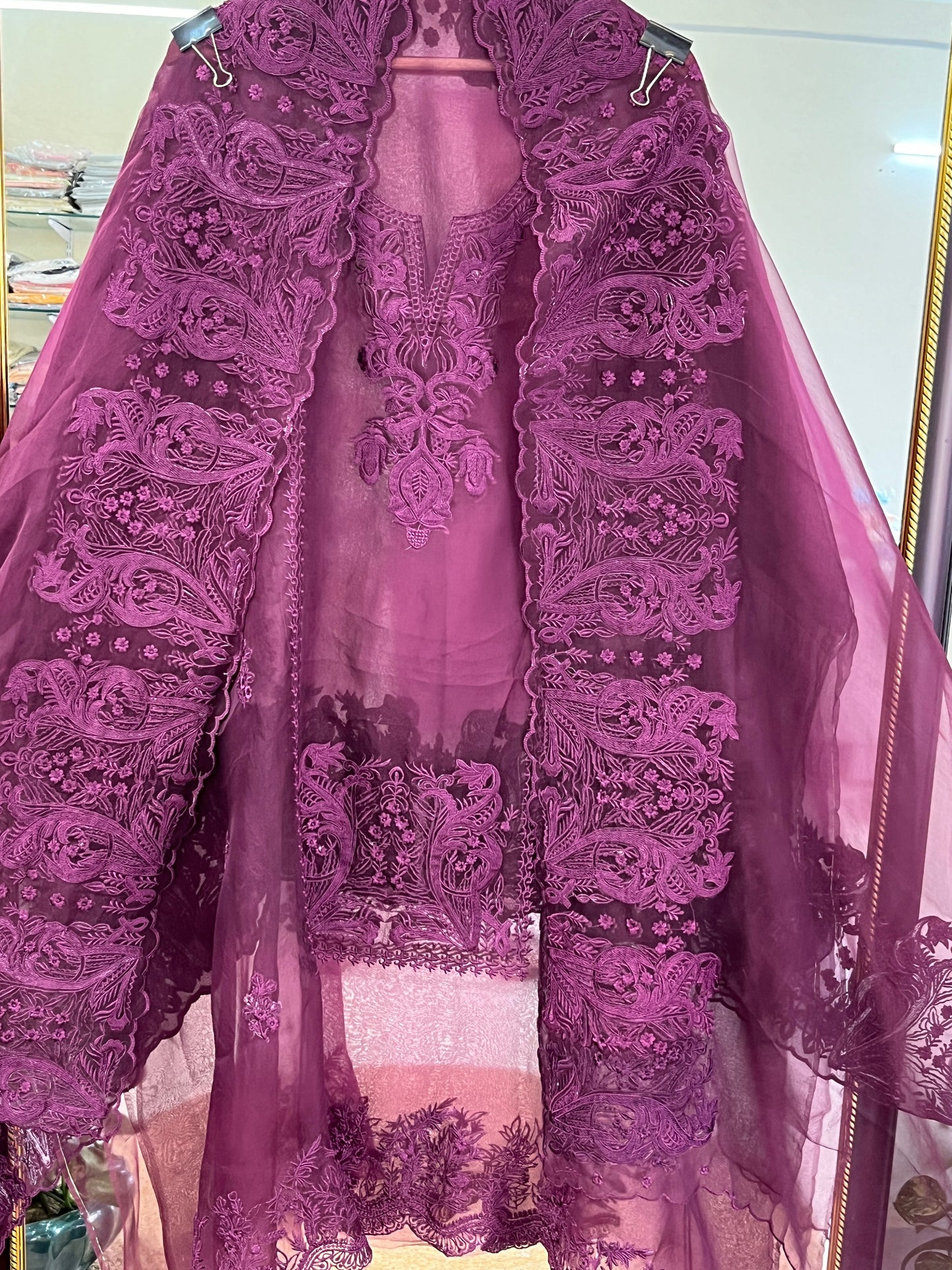 Sheer Luxury Pakistani unstitched Suit SLP001 WINE