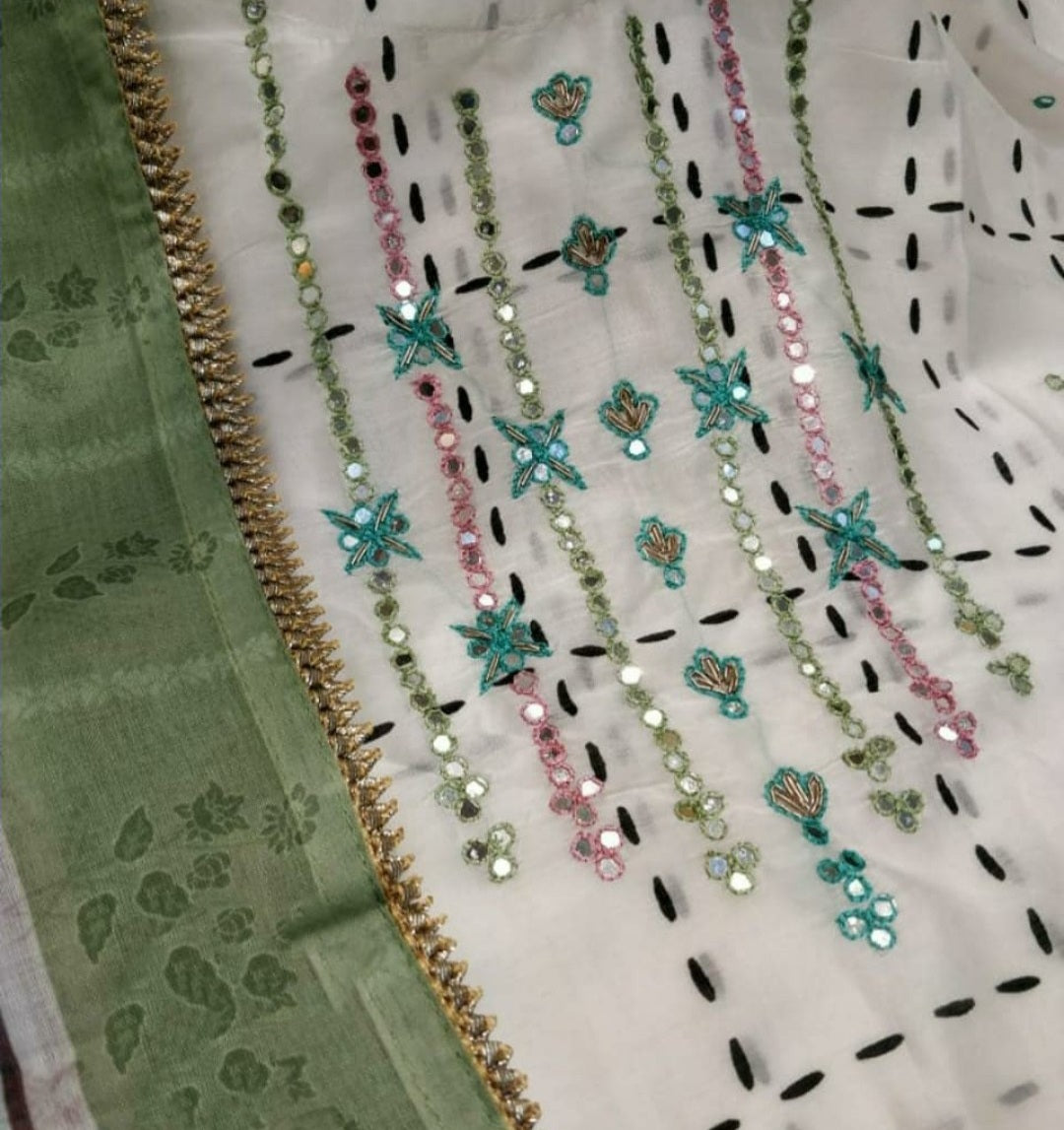 Pure Printed Muslin Suit M001