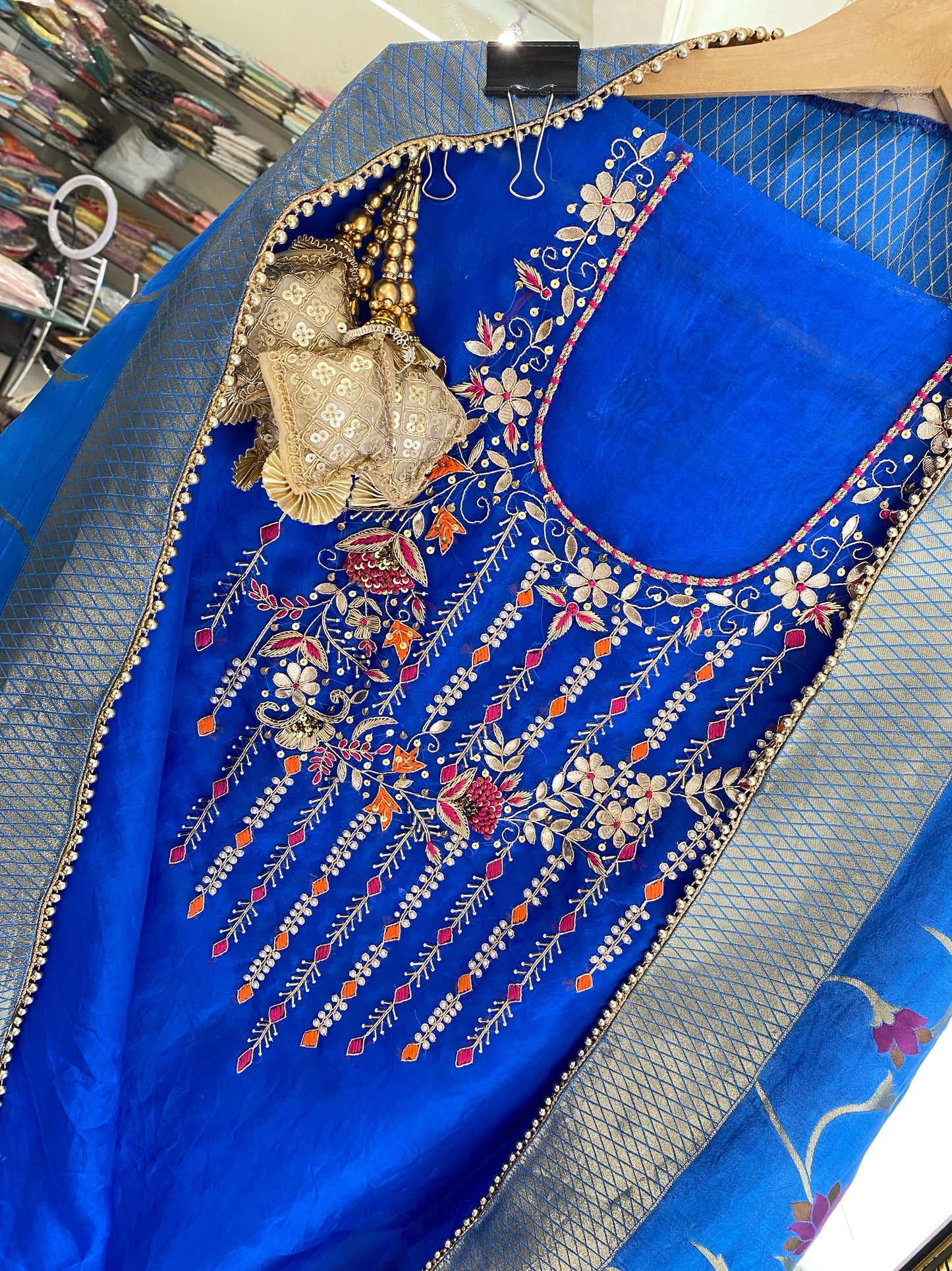 Atharva Heritage/Hand Embroidered/Silk Organza Kurta / Banarasi Dupatta /OH001