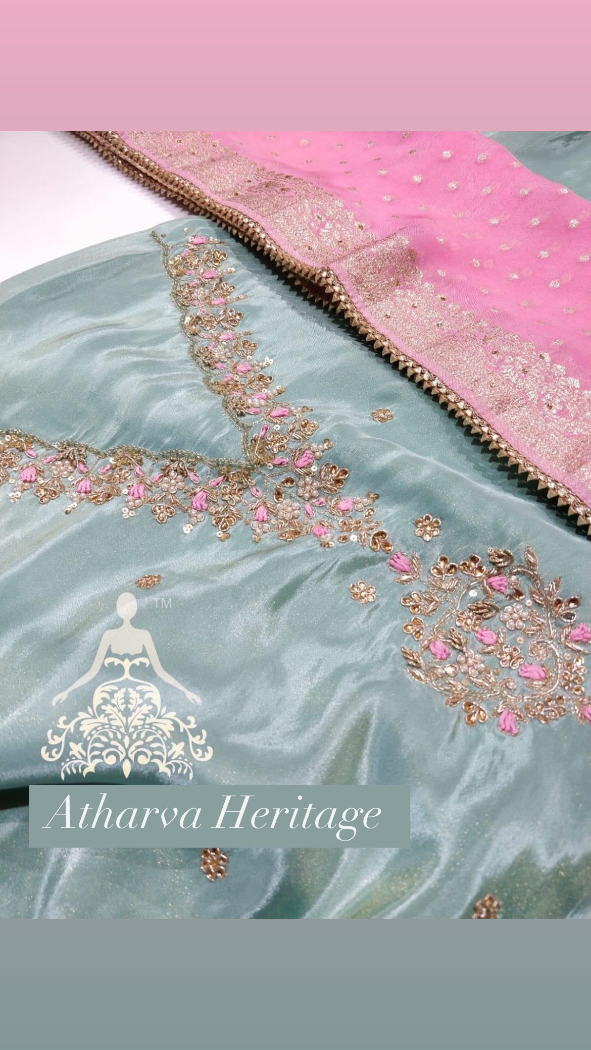 ATHARVA Hand Embroidery Salwar Kameez/Tissue Silk Ladies Suit/Organza Banarsi Silk Dupatta/Stones/Custom Stitch Unstitch/Gift/TO1675C