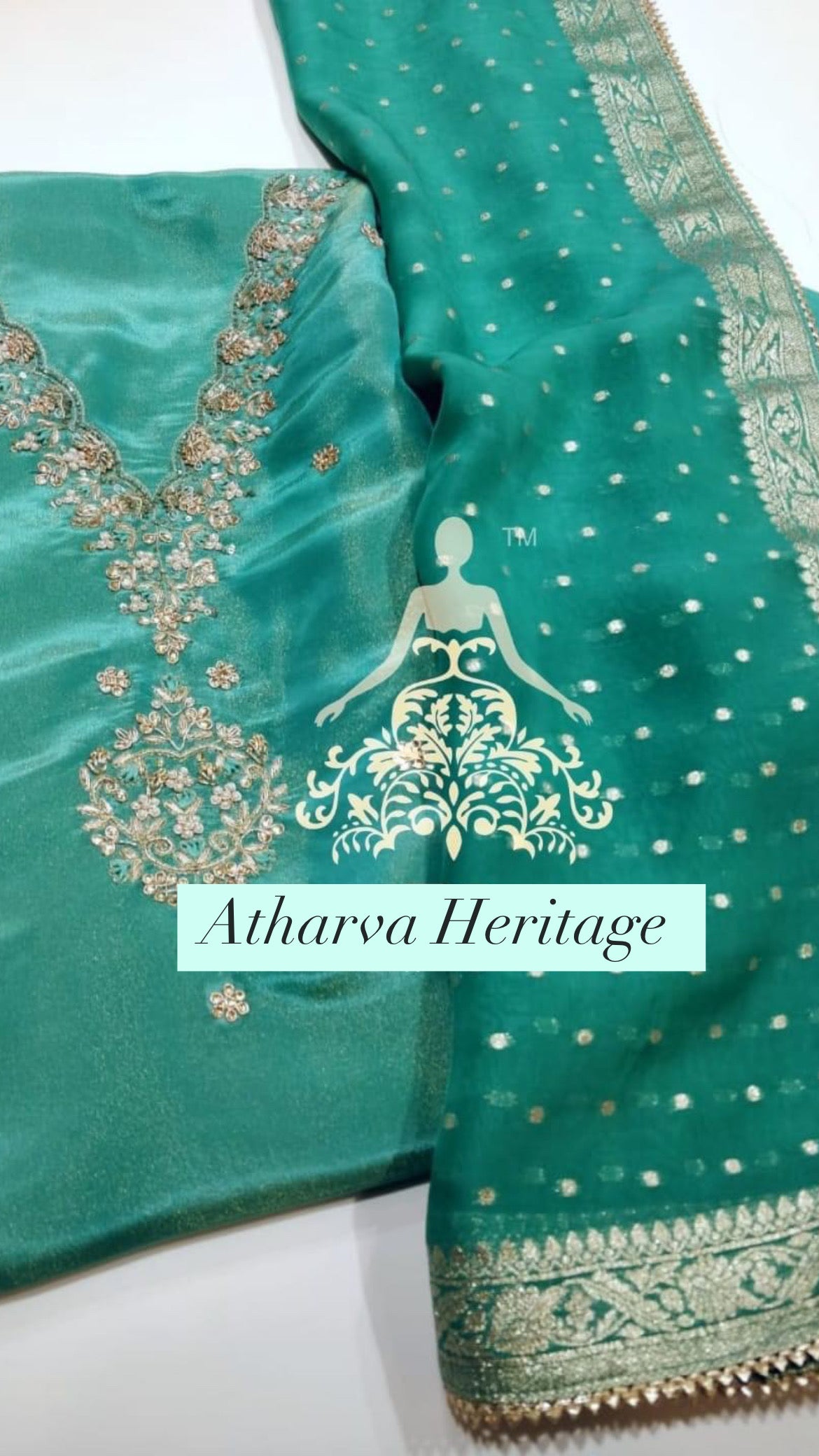 ATHARVA Hand Embroidery Salwar Kameez/Tissue Silk Ladies Suit/Organza Banarsi Silk Dupatta/Stones/Custom Stitch Unstitch/Gift/TO1675D