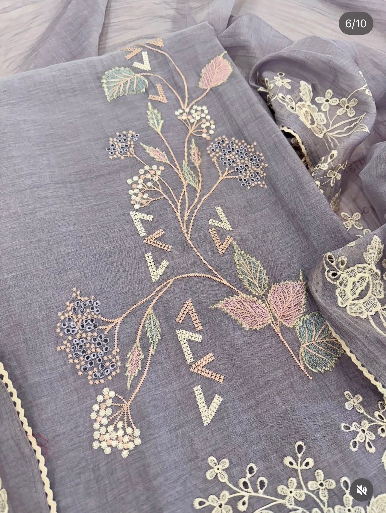 Atharva Heritage Thread Embroidered Pure Mul Chanderi Suit edits MC70012 Lavender