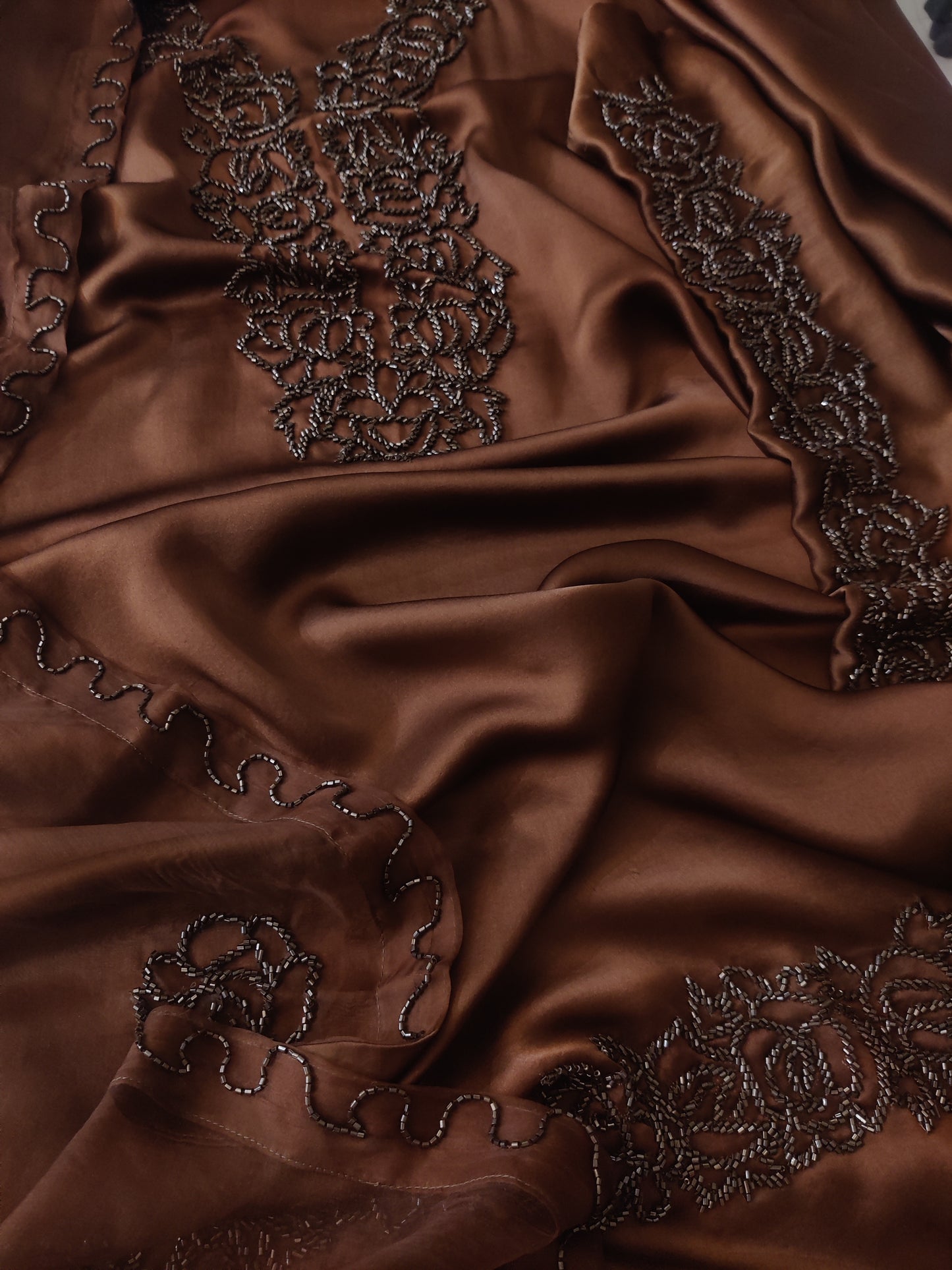 Atharva Luxe โ Pure Silk Luxury Kurta Set with Handcrafted Ghera Sleeves & Organza Dupatta PSH0068B