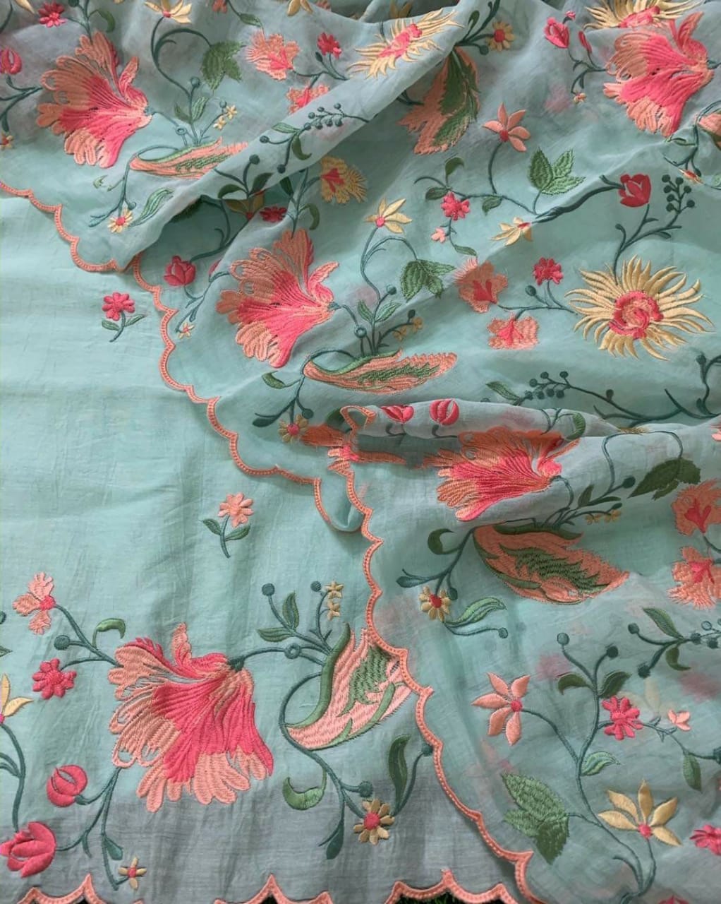 PURE CHANDER SILK PARSI GARA SUIT CH5415 SEA GREEN