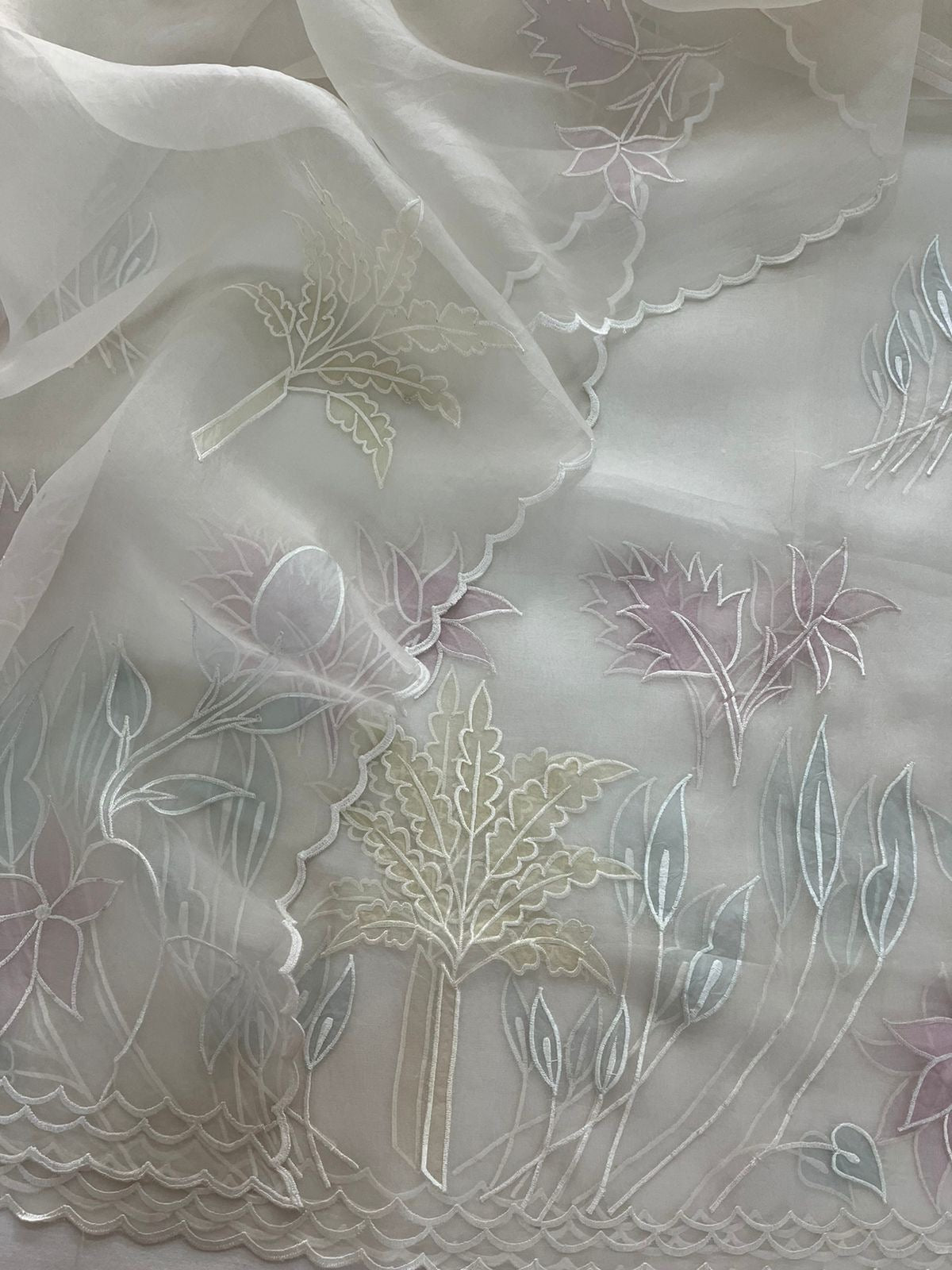 SHEER LUXURY PURE SILK ORGANZA APPLIQUE SUIT SHEER0077