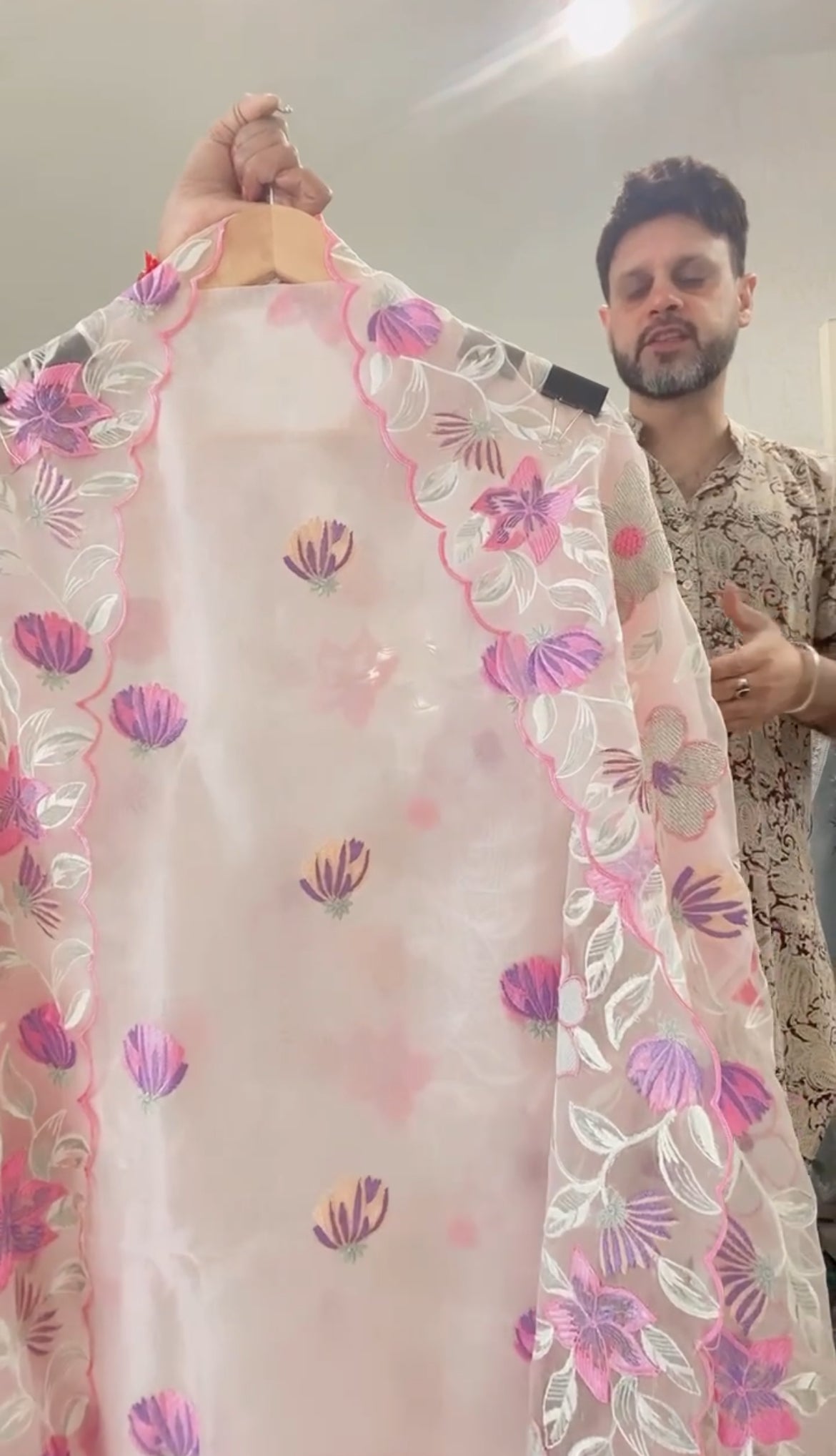 SHEER LUXURY PARSI GARA SUIT with Crush Tissue Applique SHEER0045