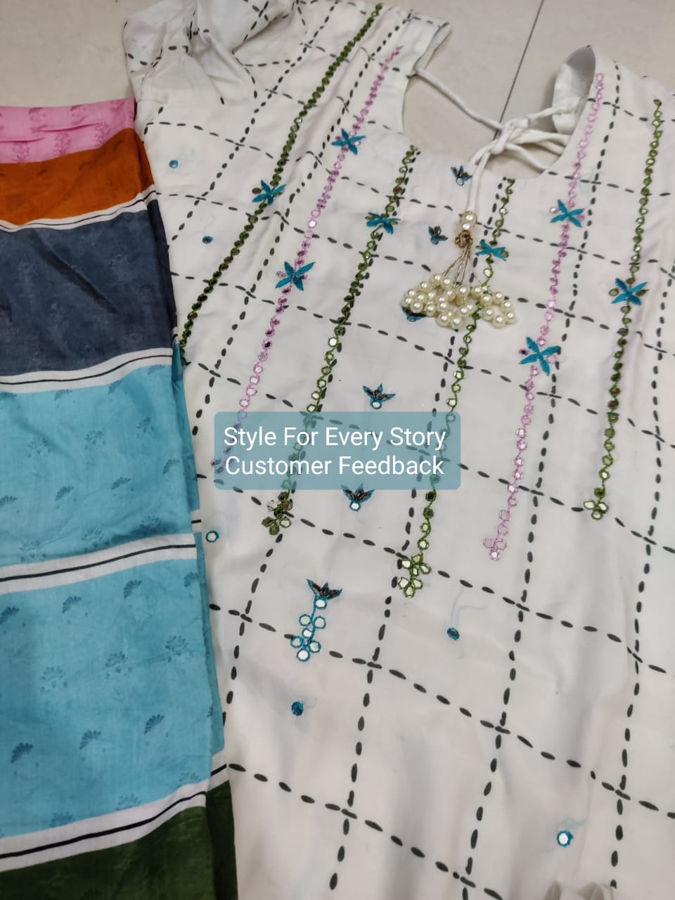 Pure Printed Muslin Suit M001