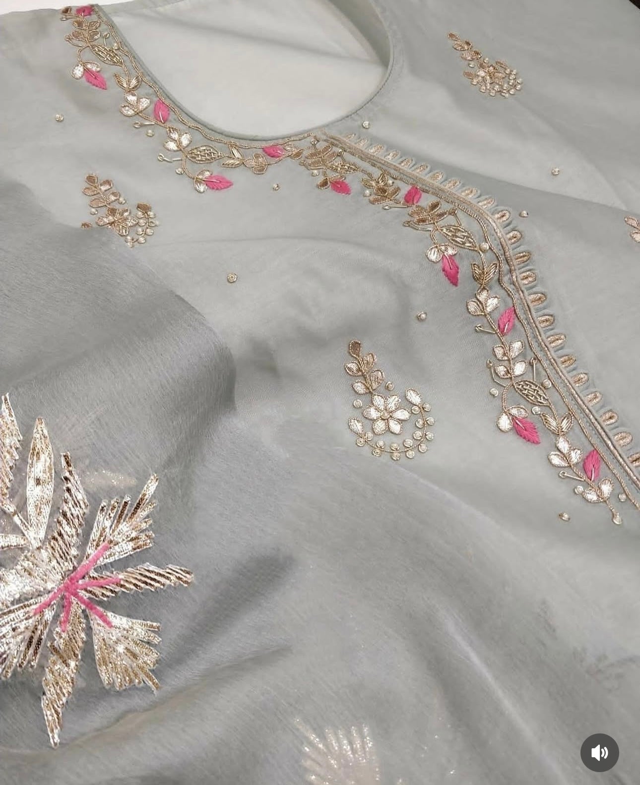 ATHARVA Hand Embroidery Salwar Kameez /Chiffon Dupatta With Stunning Gota & Trim/Custom Stitch Unstitch/Gift/Patiala/Anarkali/Churridar/CH17316 Grey