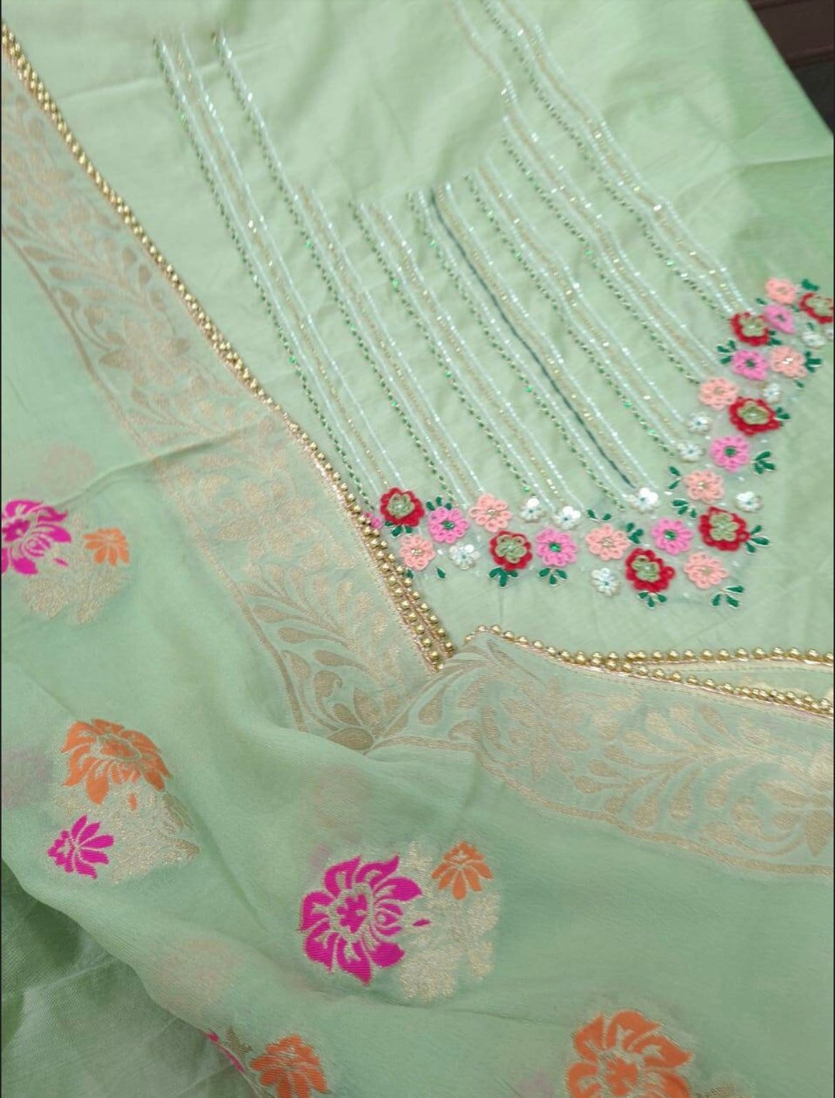 ATHARVA Hand Embroidery Salwar Kameez/Chanderi Ladies Suit/Banarsi Silk Dupatta/Stones/Custom Stitch Unstitch/Embroidery Potli/Gift/CH16772