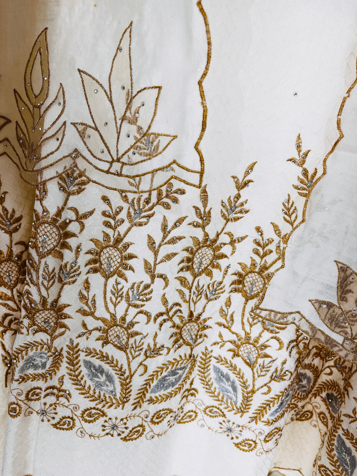 Atharva Pure Handloom CHANDERI Silk Embroidered Cutwork SUIT CH17519