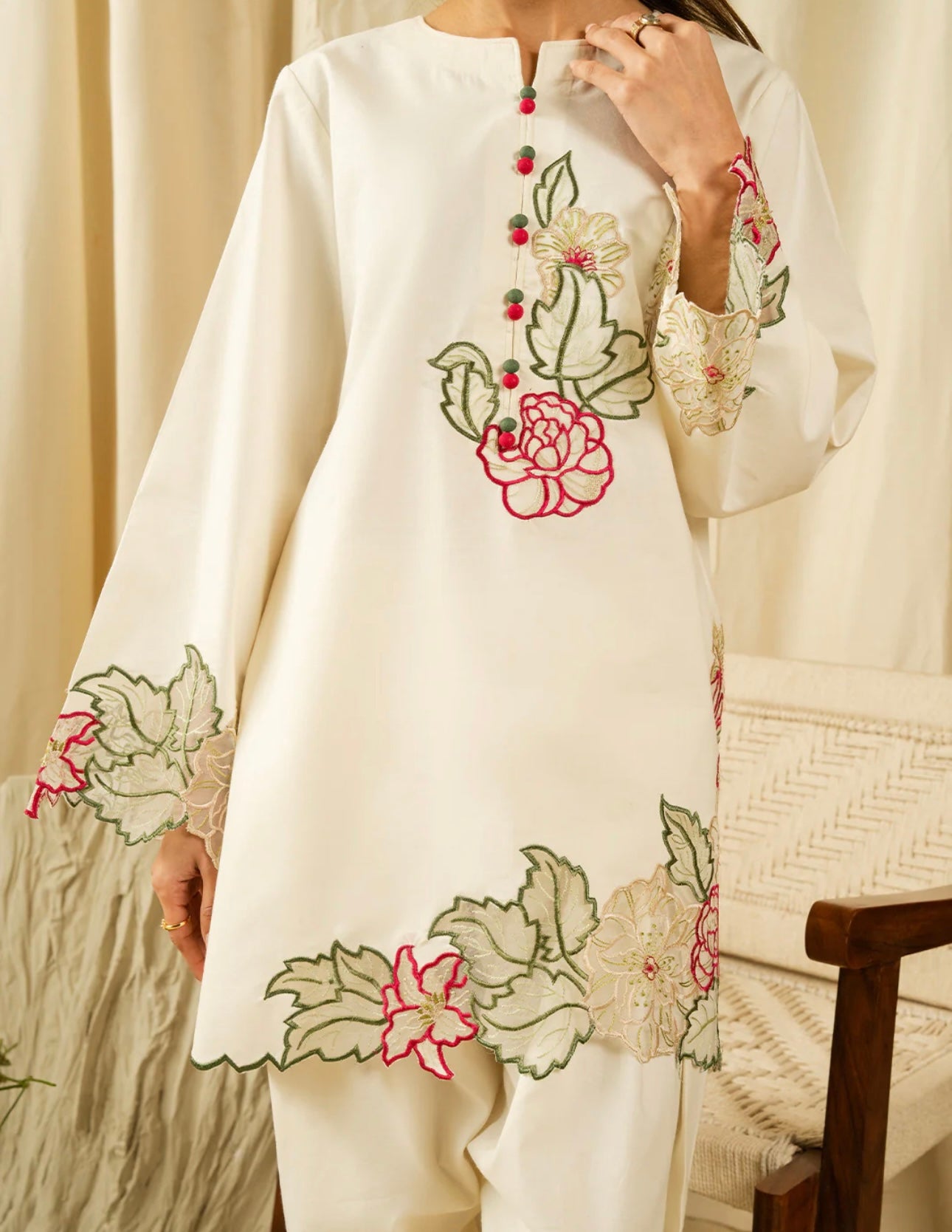 Atharva Heritage Pure LAWN /no lining Pakistani Coord Set PL007 offwhite