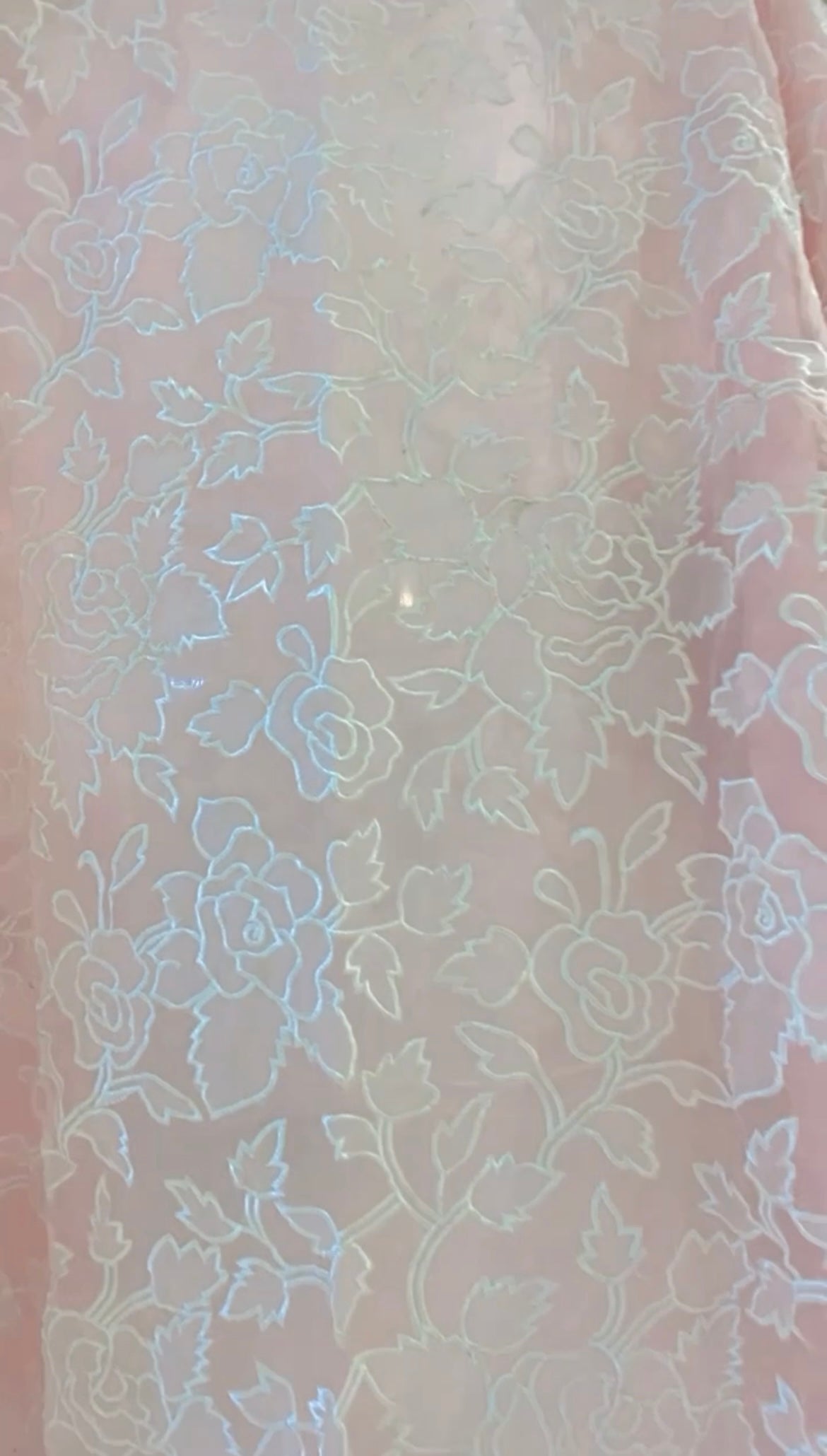 SHEER LUXURY PURE SILK ORGANZA PARSI APPLIQUE SUIT SHEER0030(F)Powder pink