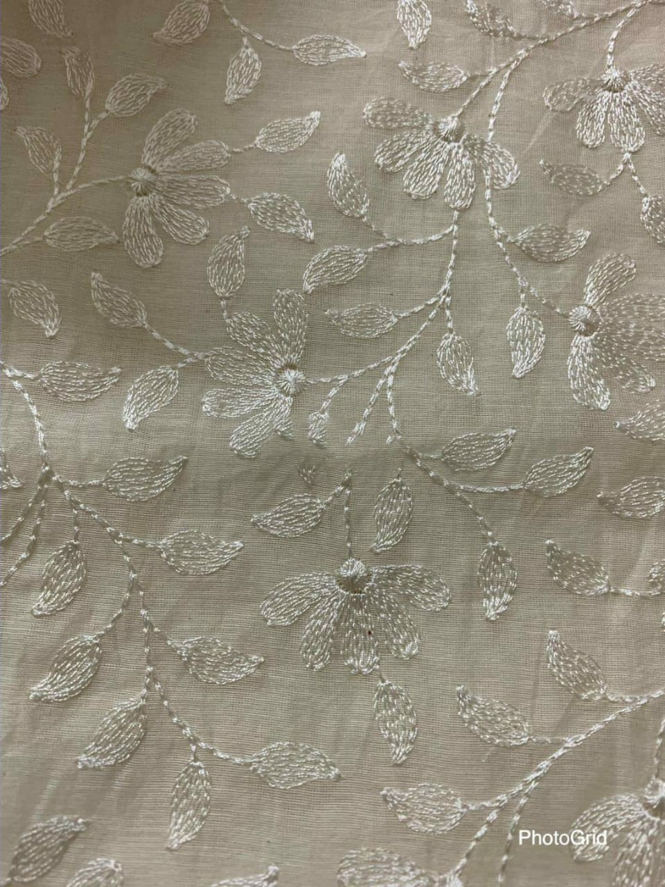 PURE CHANDER SILK 70 grams SUIT /Tepchi Embroidery /Pure Chanderi Kota Dupatta CH5429 Ivory