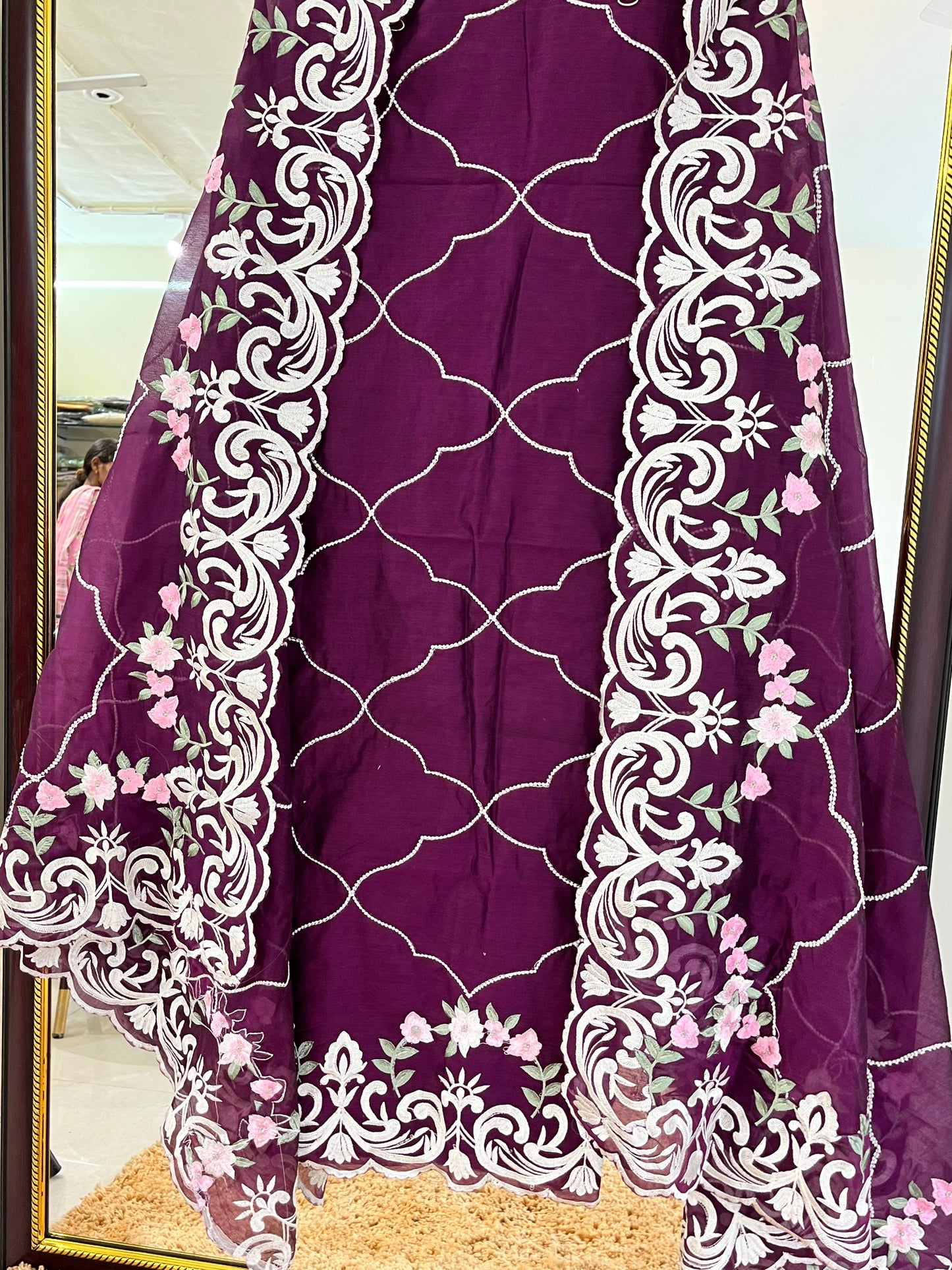 Atharva Heritage PURE CHANDER SILK PARSI GARA SUIT WITH PEARL HIGHLIGHT CHP001