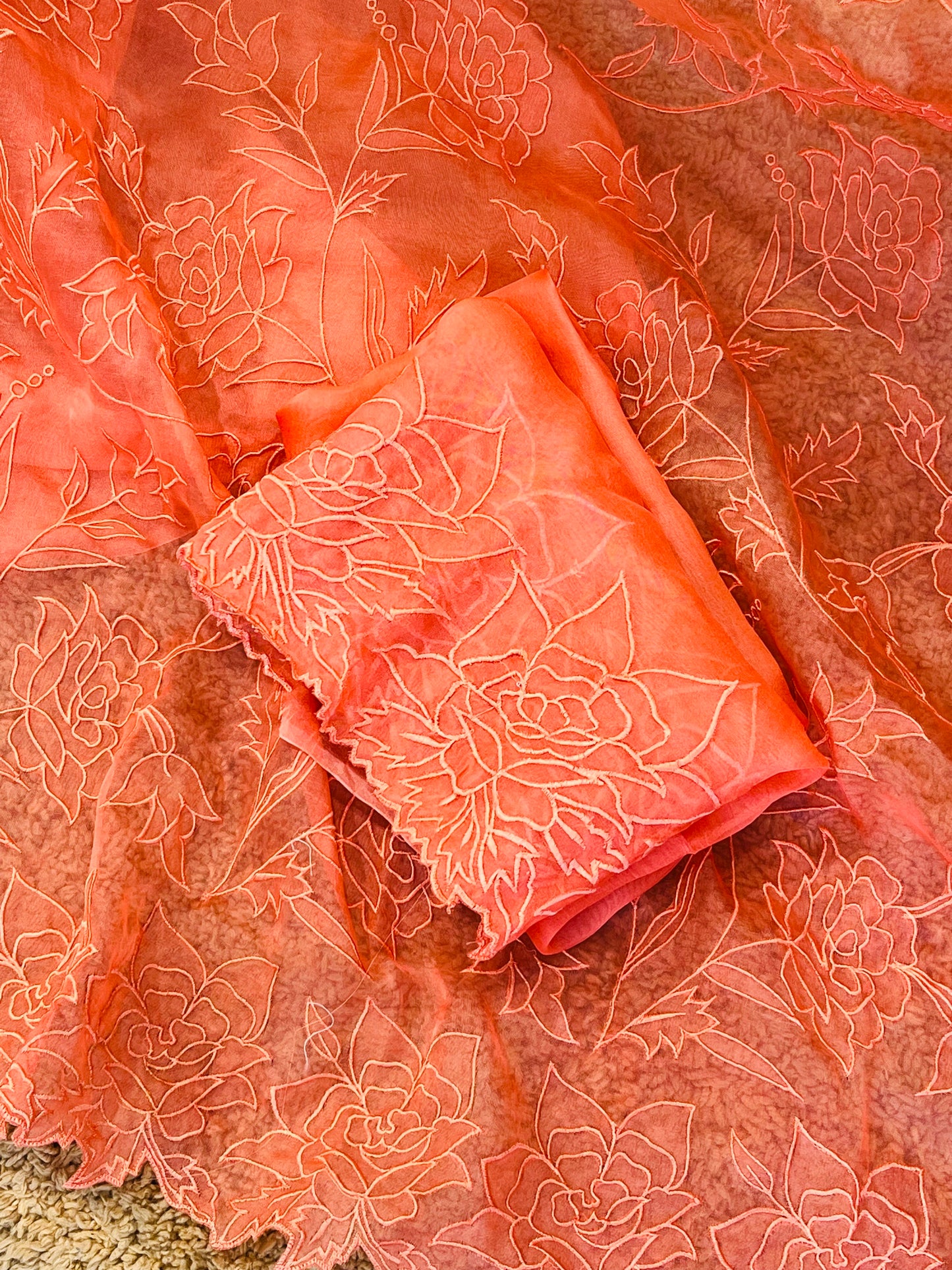 Sheer Luxury Hand Applique Saree S001(E)