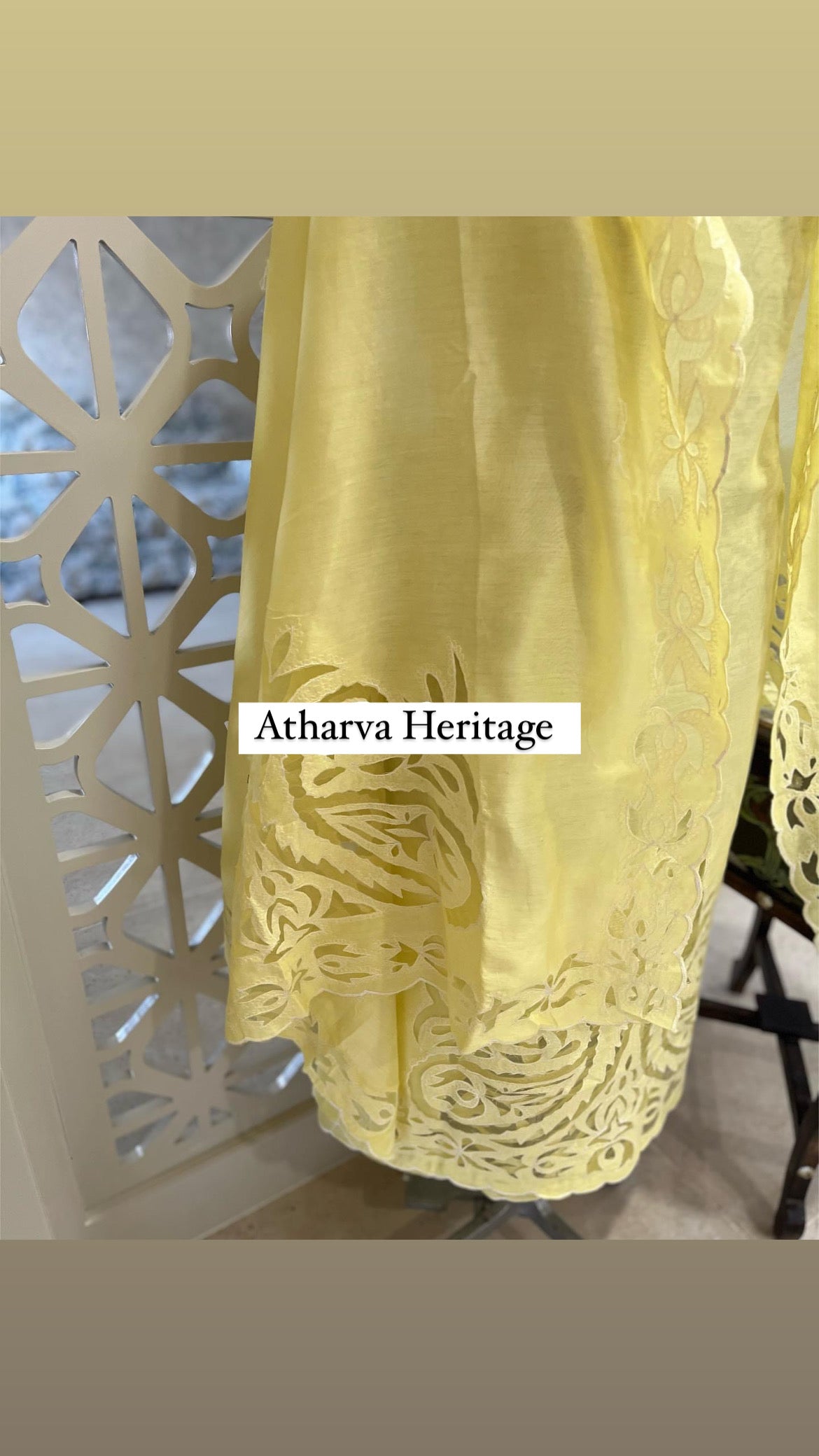 ATHARVA Hand Applique /Cutwork Embroidery Salwar Kameez/Chanderi Silk 70 Gram Cut-Work Shirt & Dupatta/Santoon Bottom/Custom Stitch Unstitch/Plazo/Pant/ CUT8044(B)
