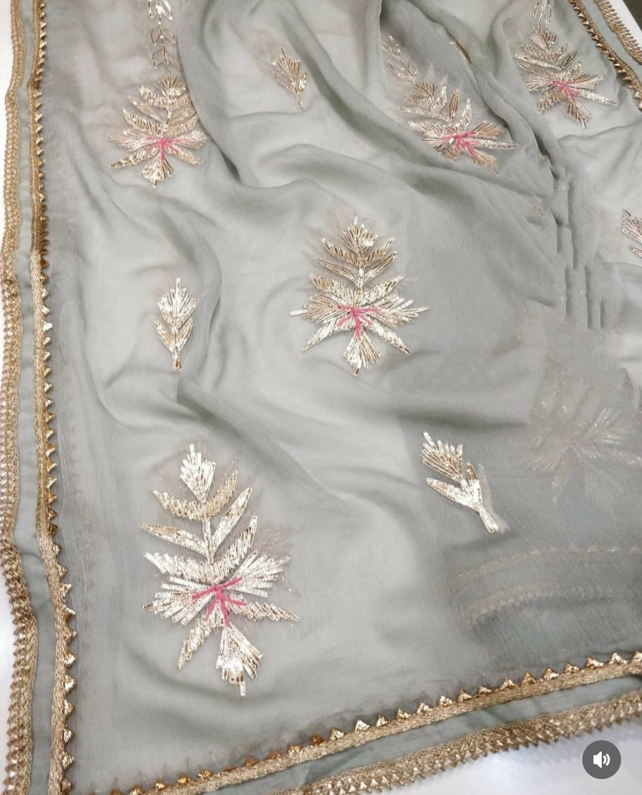 ATHARVA Hand Embroidery Salwar Kameez /Chiffon Dupatta With Stunning Gota & Trim/Custom Stitch Unstitch/Gift/Patiala/Anarkali/Churridar/CH17316 Grey