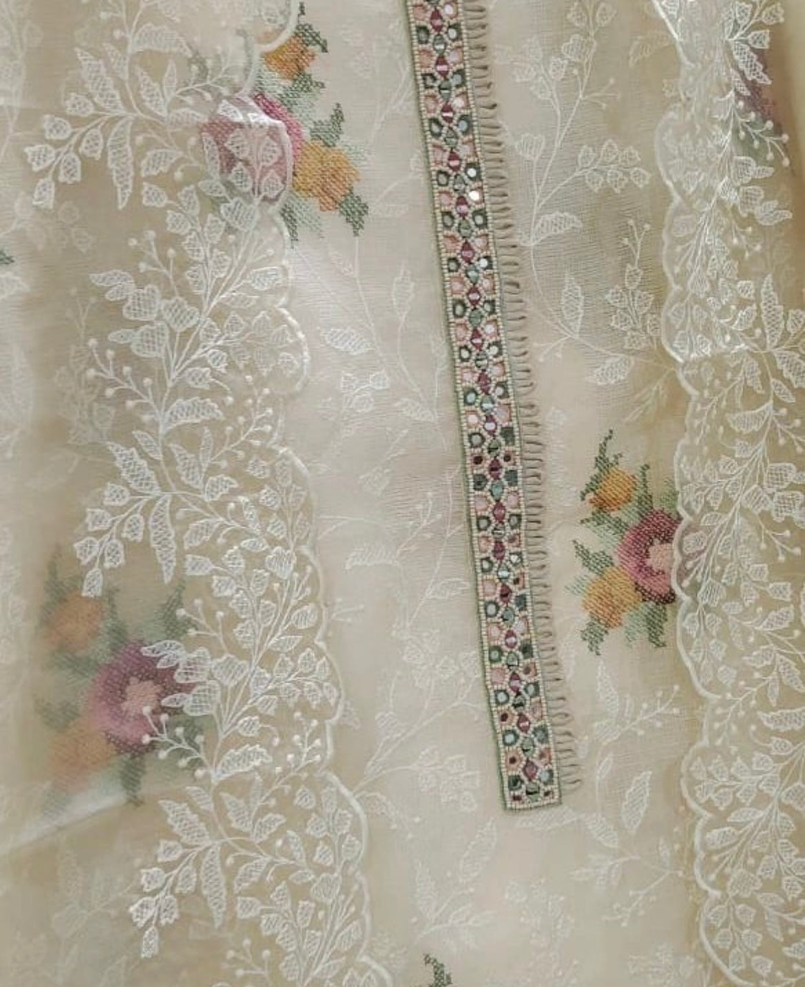 Atharva Embroidered Cotton Kota Salwar Kameez/Embroidery organza Dupatta/Cotton kota Embroidery Shirt Pink/Cotton Chikankari Bottom- KK002