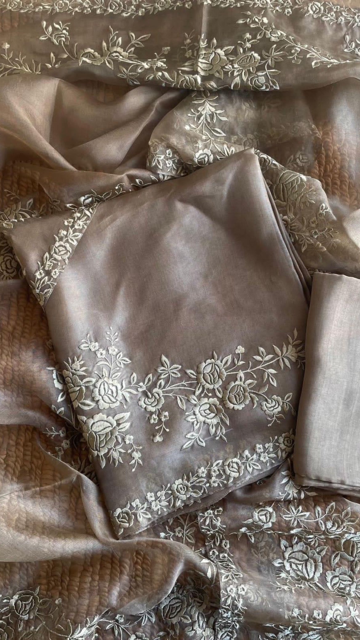 Atharva Heritage SHEER LUXURY Pure Silk Organza French Thread Embroidery SUIT SHEER007