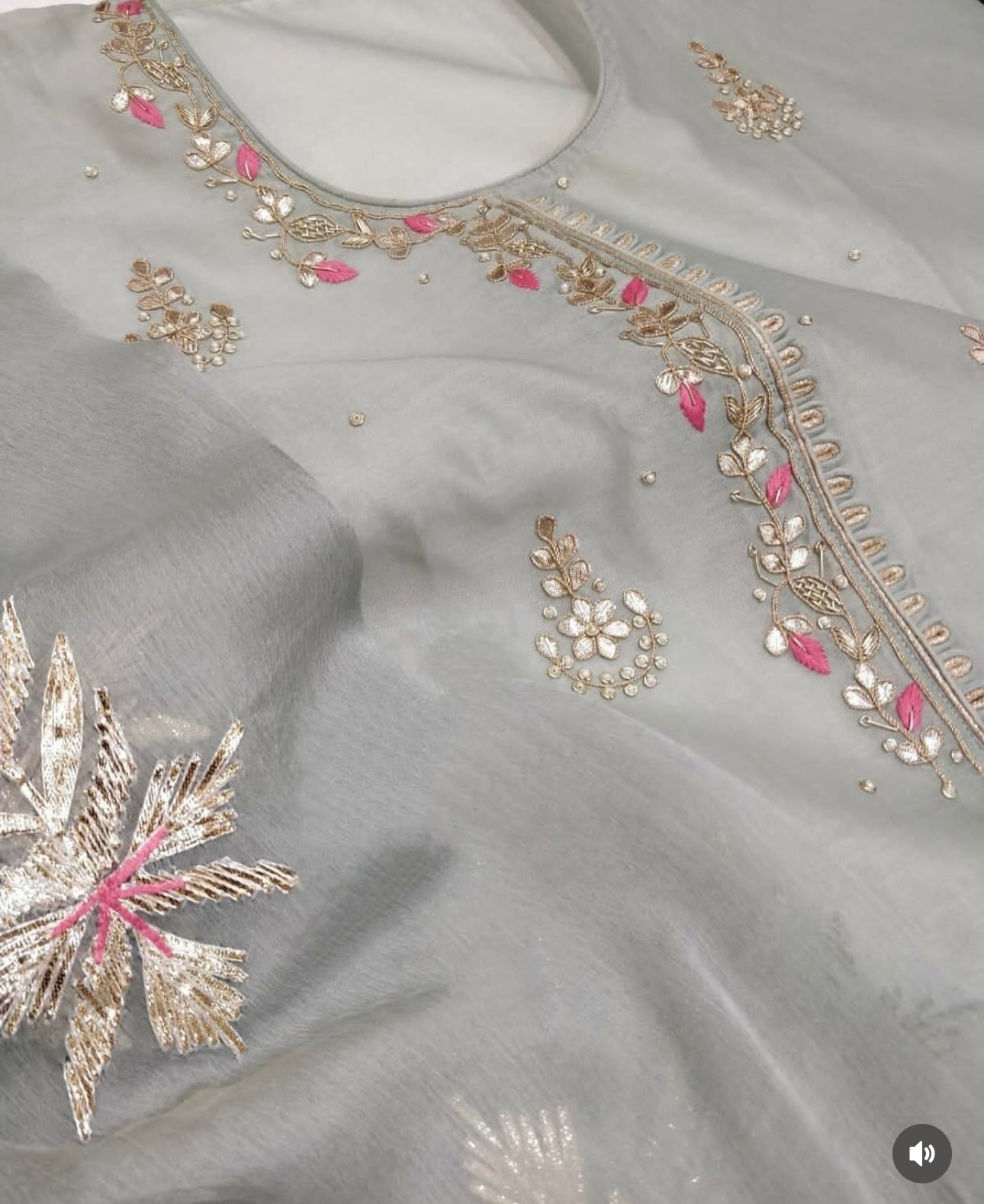 ATHARVA Hand Embroidery Salwar Kameez /Chiffon Dupatta With Stunning Gota & Trim/Custom Stitch Unstitch/Gift/Patiala/Anarkali/Churridar/CH17316 Grey