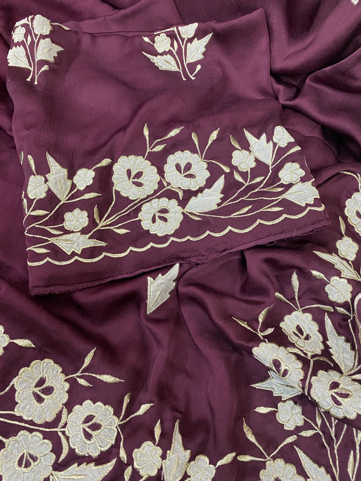 ATHARVA Hand Embroidery Salwar Kameez/Chanderi Cut-Work Shirt & Dupatta/Chanderi Bottom/Custom Stitch Unstitch/Plazo/Pant/ CUT8031